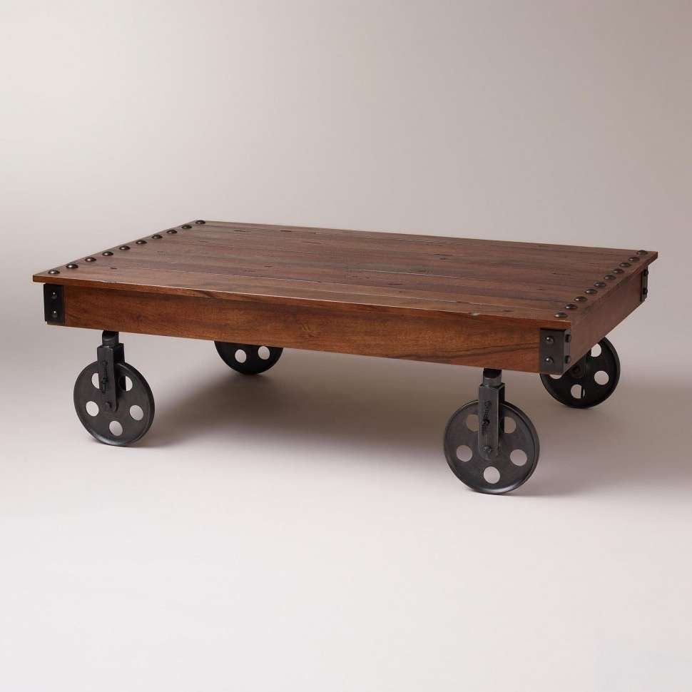 Coffee Tables : Simple Brown Rectangle Classic Wood Coffee Table Within Well Known Coffee Tables With Wheels (Gallery 16 of 20)