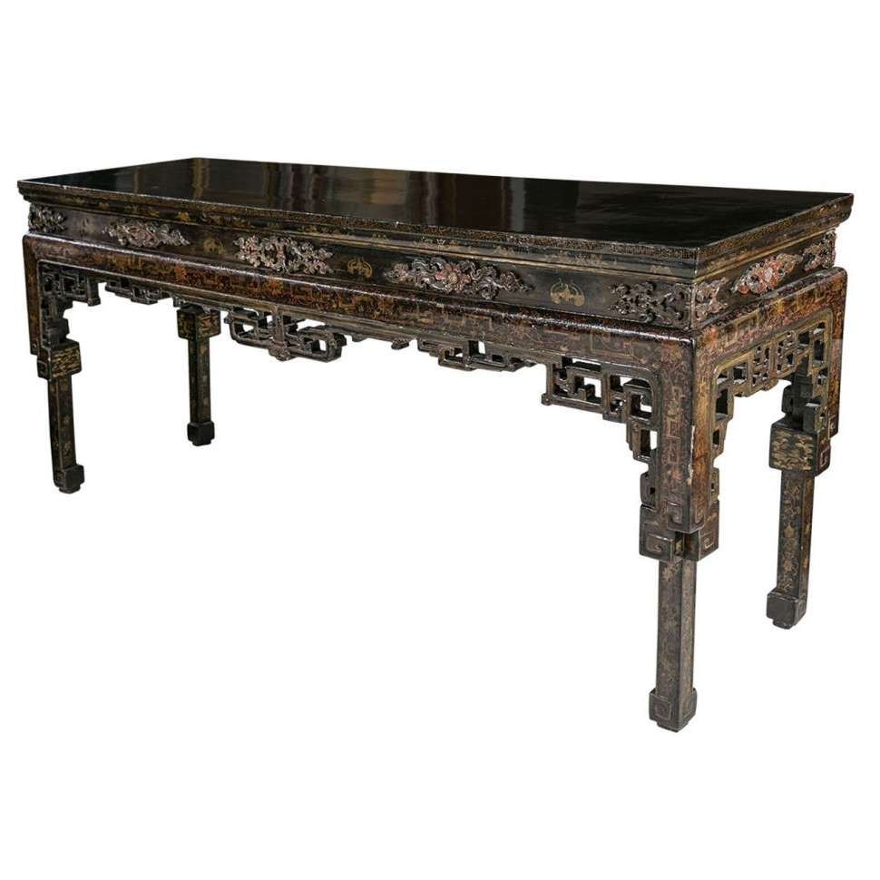 Console Tables : Small Wooden Chinese Style Console In Black Asian For Asian Sideboards (Gallery 20 of 20)