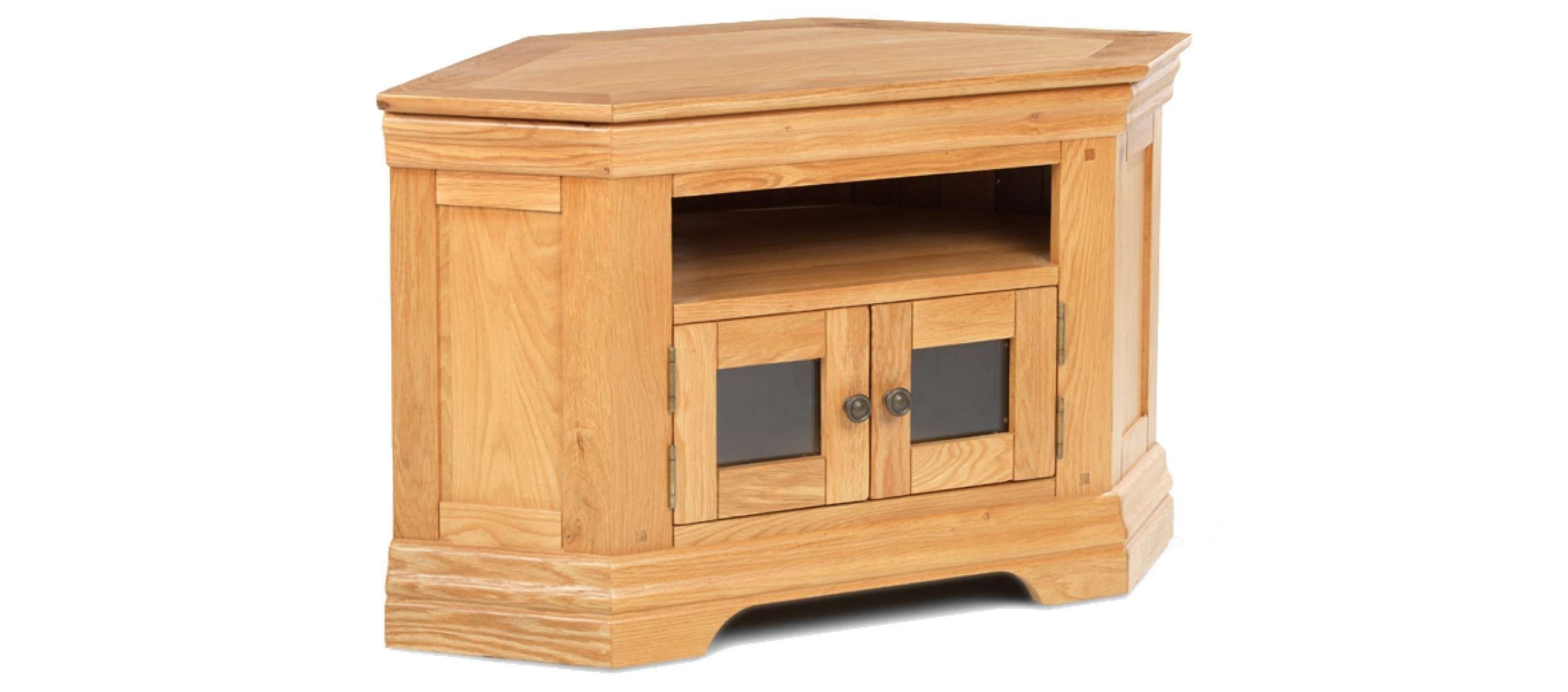 Constance Oak Corner Tv Cabinet | Quercus Living In Corner Wooden Tv Cabinets (View 3 of 20)