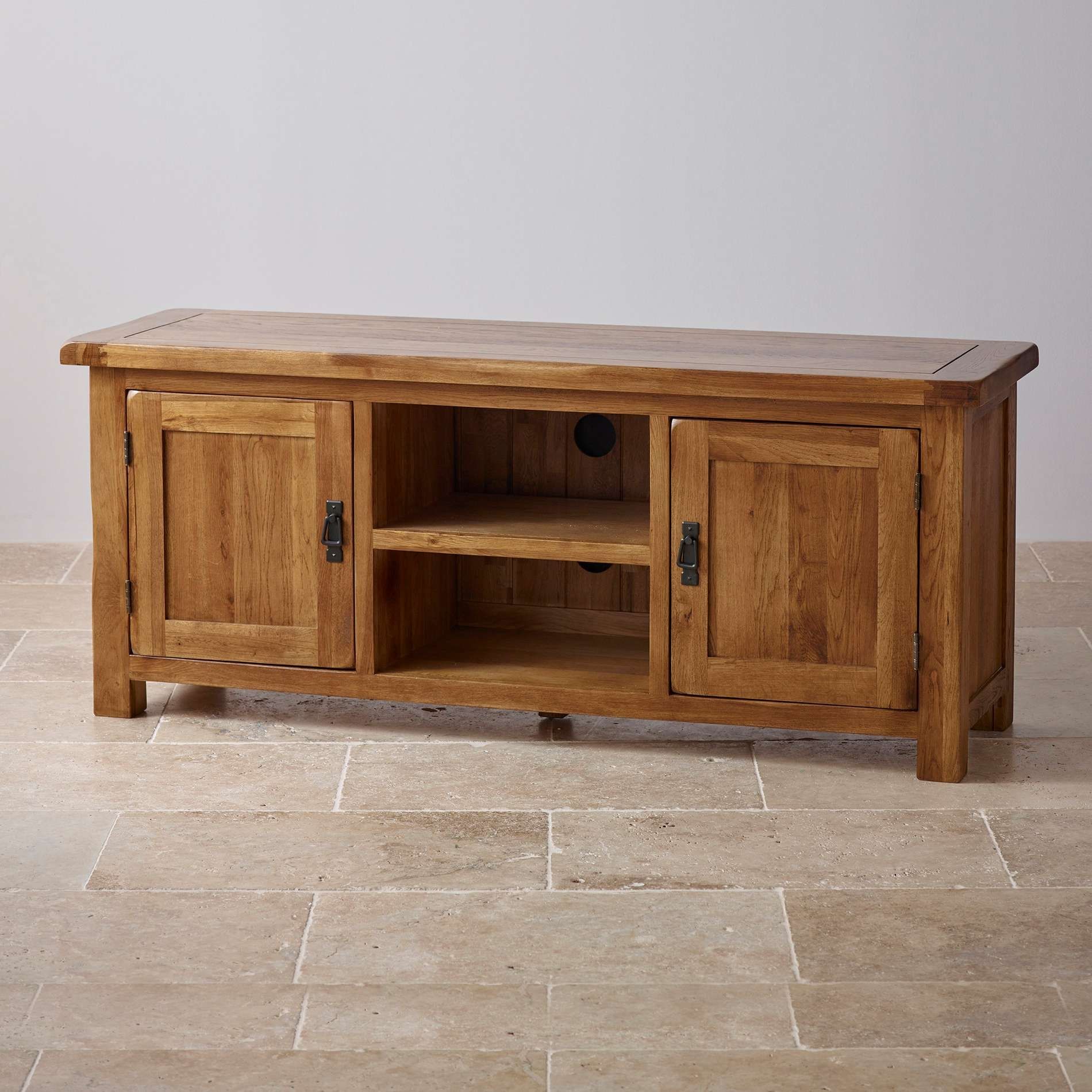 Cotswold Rustic Solid Oak Tv And Dvd Cabinet Oak Furniture King Within Rustic Wood Tv Cabinets (Gallery 19 of 20)