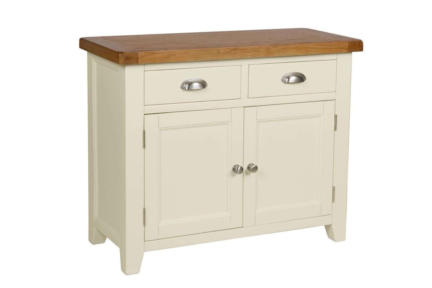Country Cottage 100cm Cream Painted Oak Sideboard Inside Cream And Oak Sideboards (View 1 of 20)