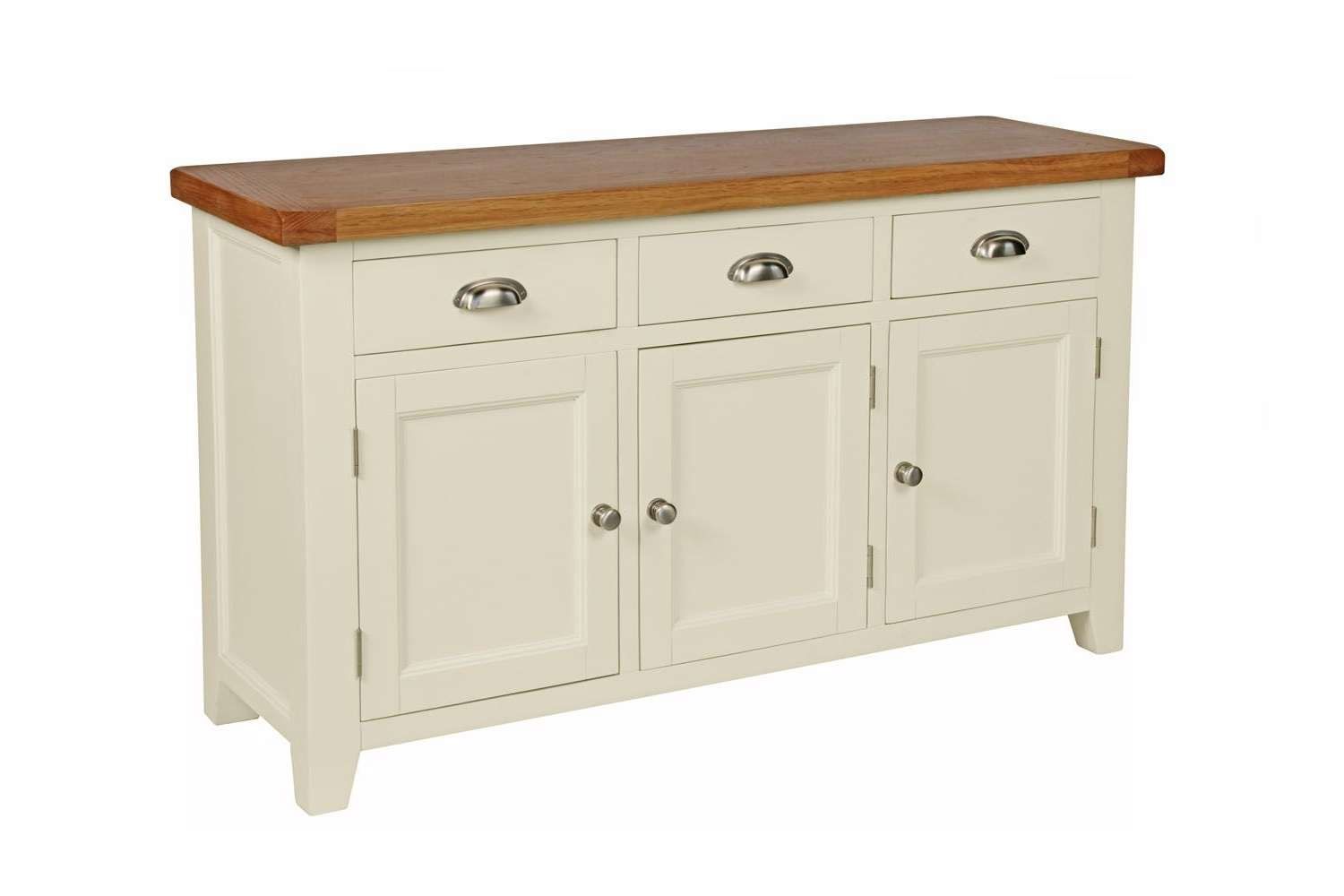 Country Cottage 140cm Cream Painted Large Oak Sideboard Pertaining To Cream And Brown Sideboards (View 1 of 20)