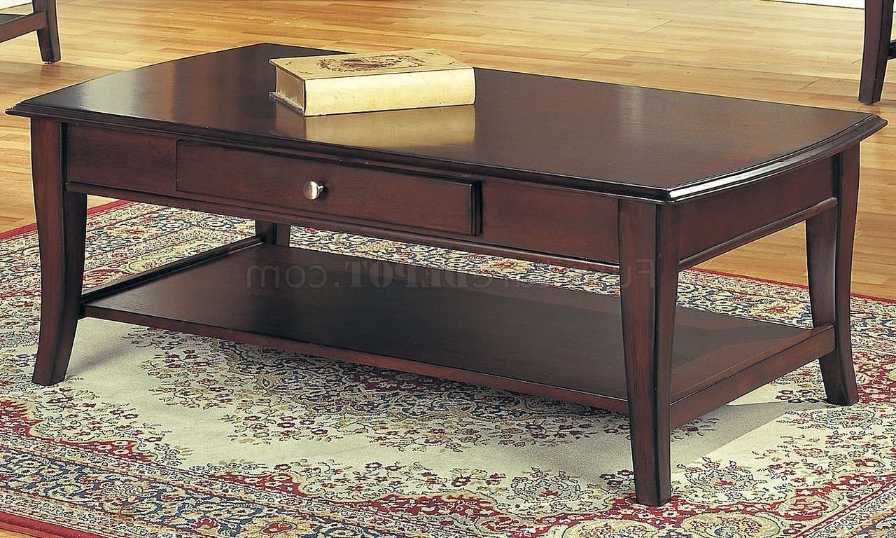 Dark Brown Coffee Table & End Tables 3pc Set W/drawer Pertaining To 2018 Dark Brown Coffee Tables (View 5 of 20)