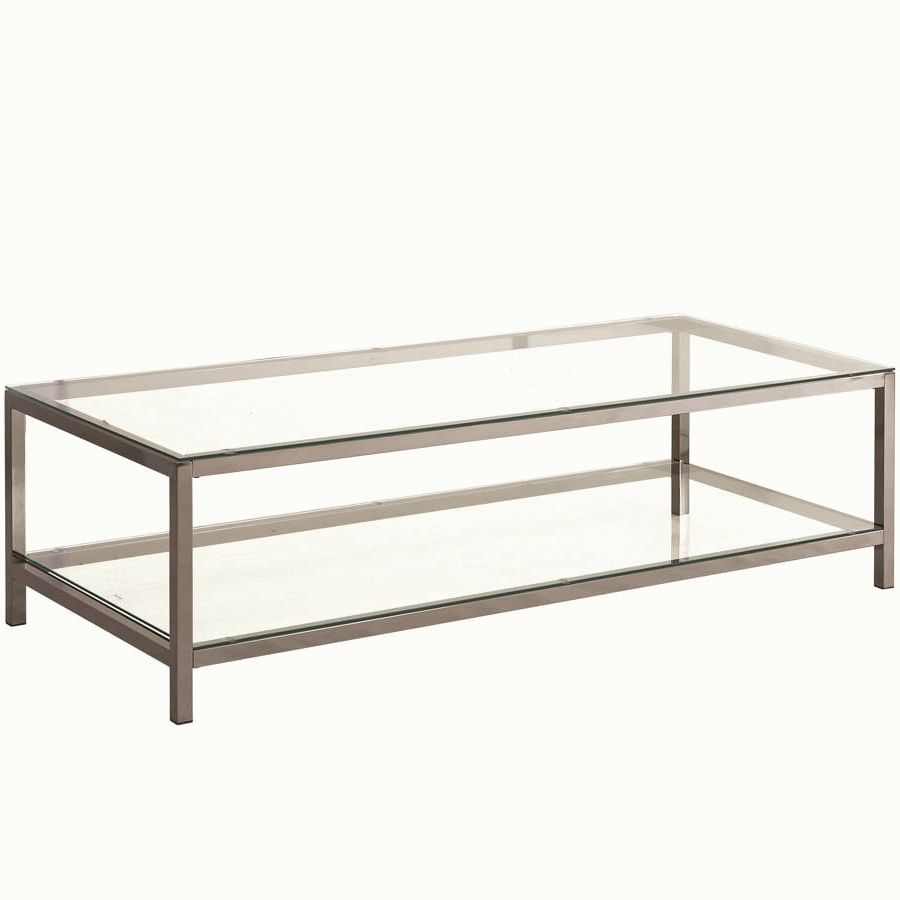 Dual Glass Shelf Coffee Table – Coaster 720228 Regarding 2018 Glass Coffee Table With Shelf (View 5 of 20)