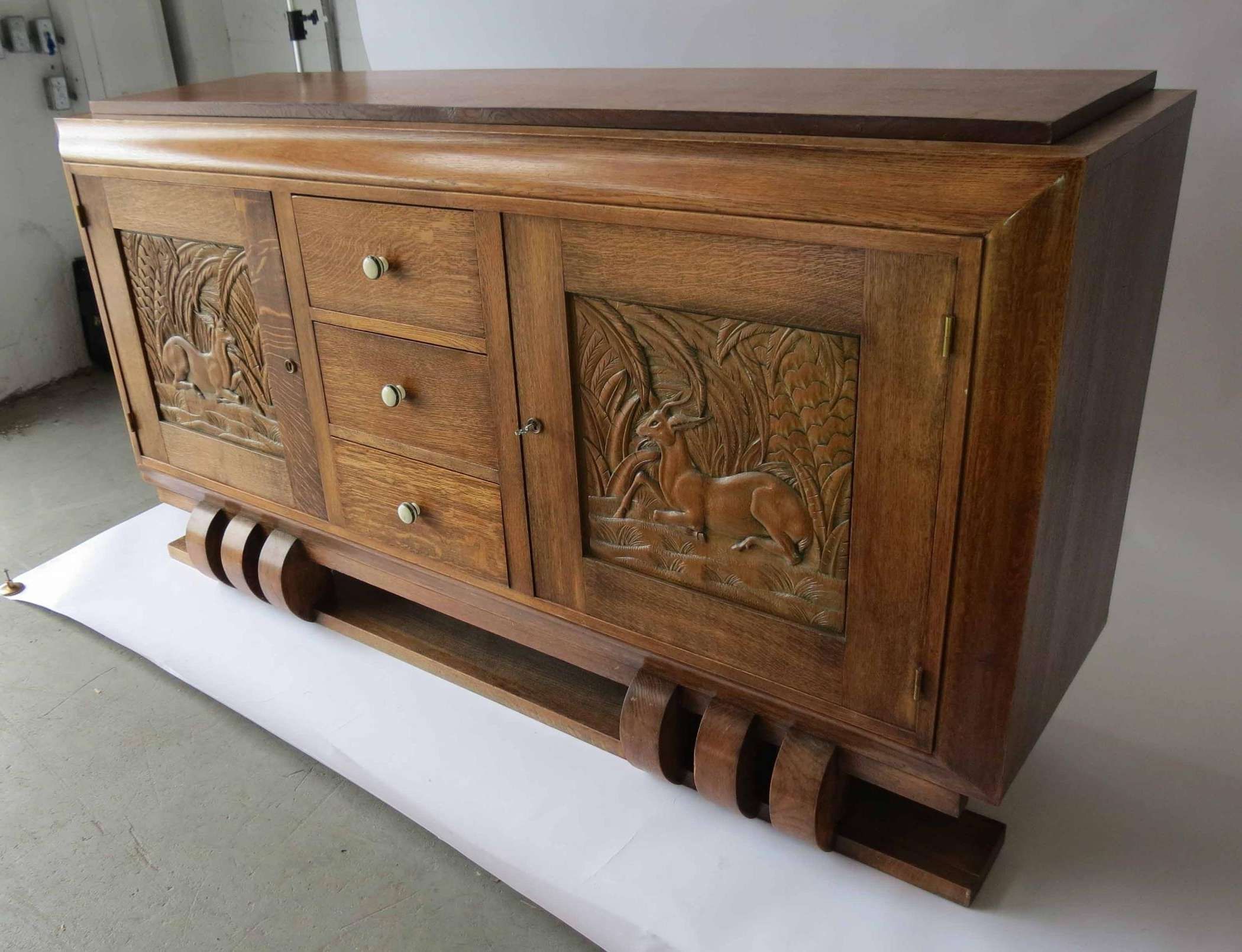 Dudouyt French Art Deco Sideboard With Carved Biches | Modernism Within Art Deco Sideboards (View 18 of 20)