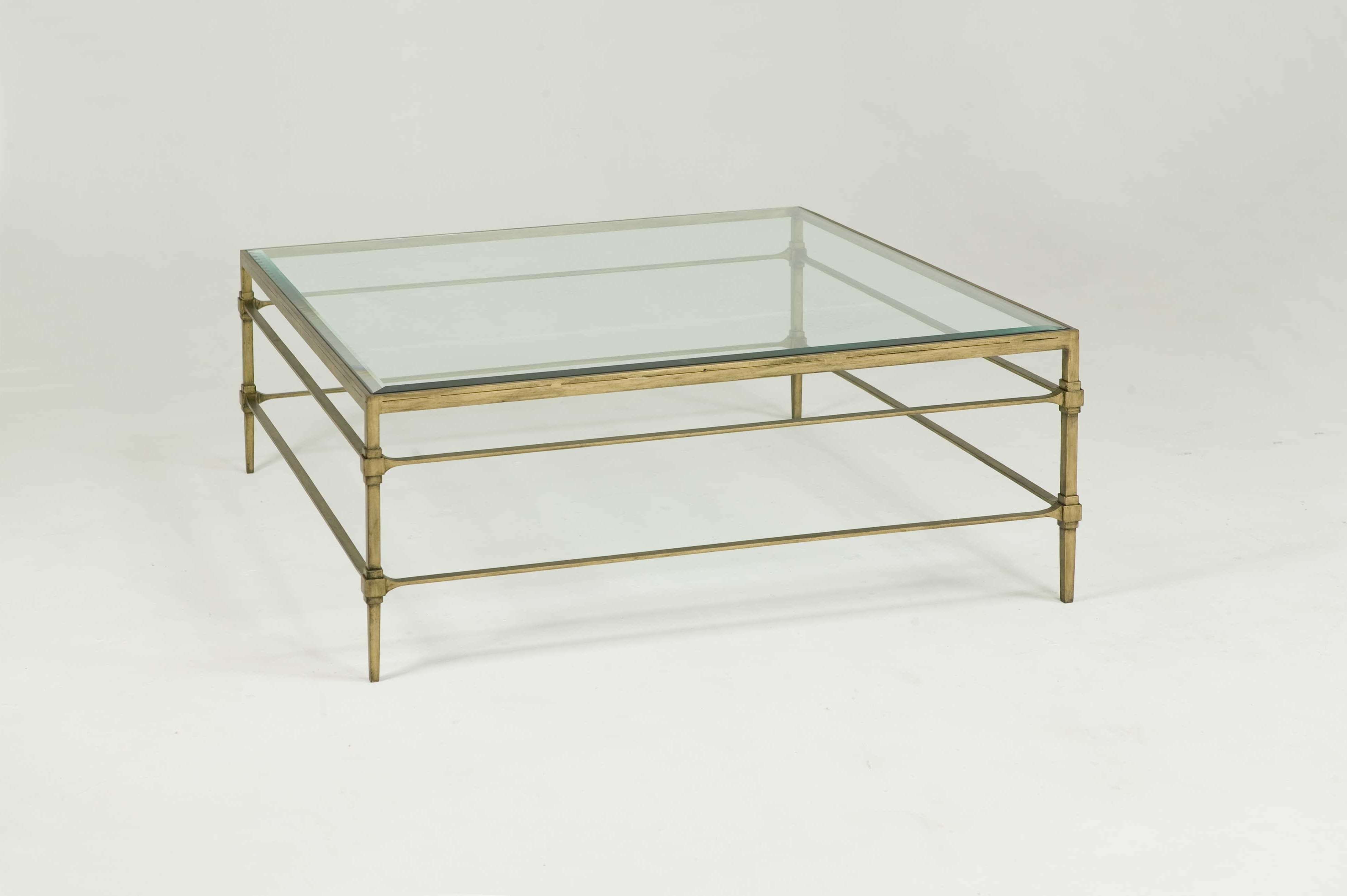 Famous Metal Square Coffee Tables Throughout Decorations : Modern Glass Coffee Table With Gold Stailess Awesome (View 7 of 20)