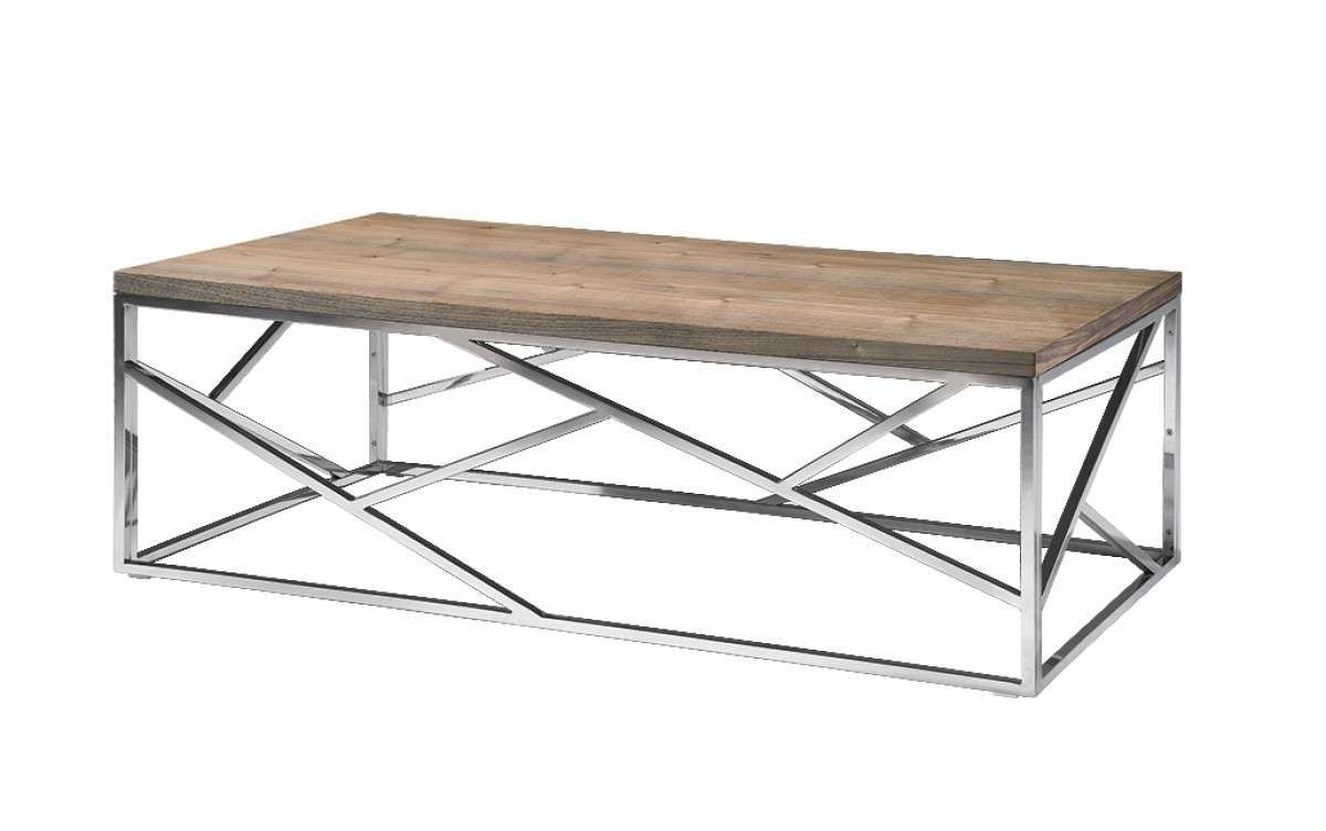Fashionable Chrome And Wood Coffee Tables Inside Aero Chrome Wood Coffee Table (View 1 of 20)