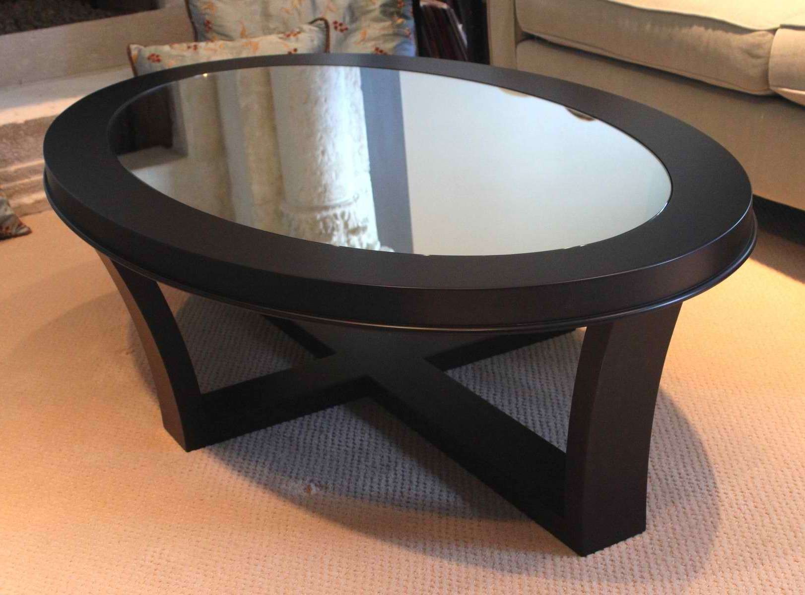 Favorite Black Wood And Glass Coffee Tables Inside Oval Glass Top Coffee Table With Storage And Wooden Base With (Gallery 1 of 20)
