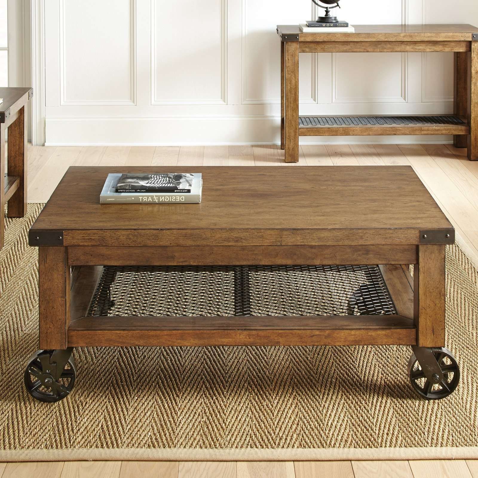 Favorite Rustic Coffee Table With Wheels Throughout Coffee Table : Marvelous Small Table On Wheels Black Glass Coffee (View 1 of 20)