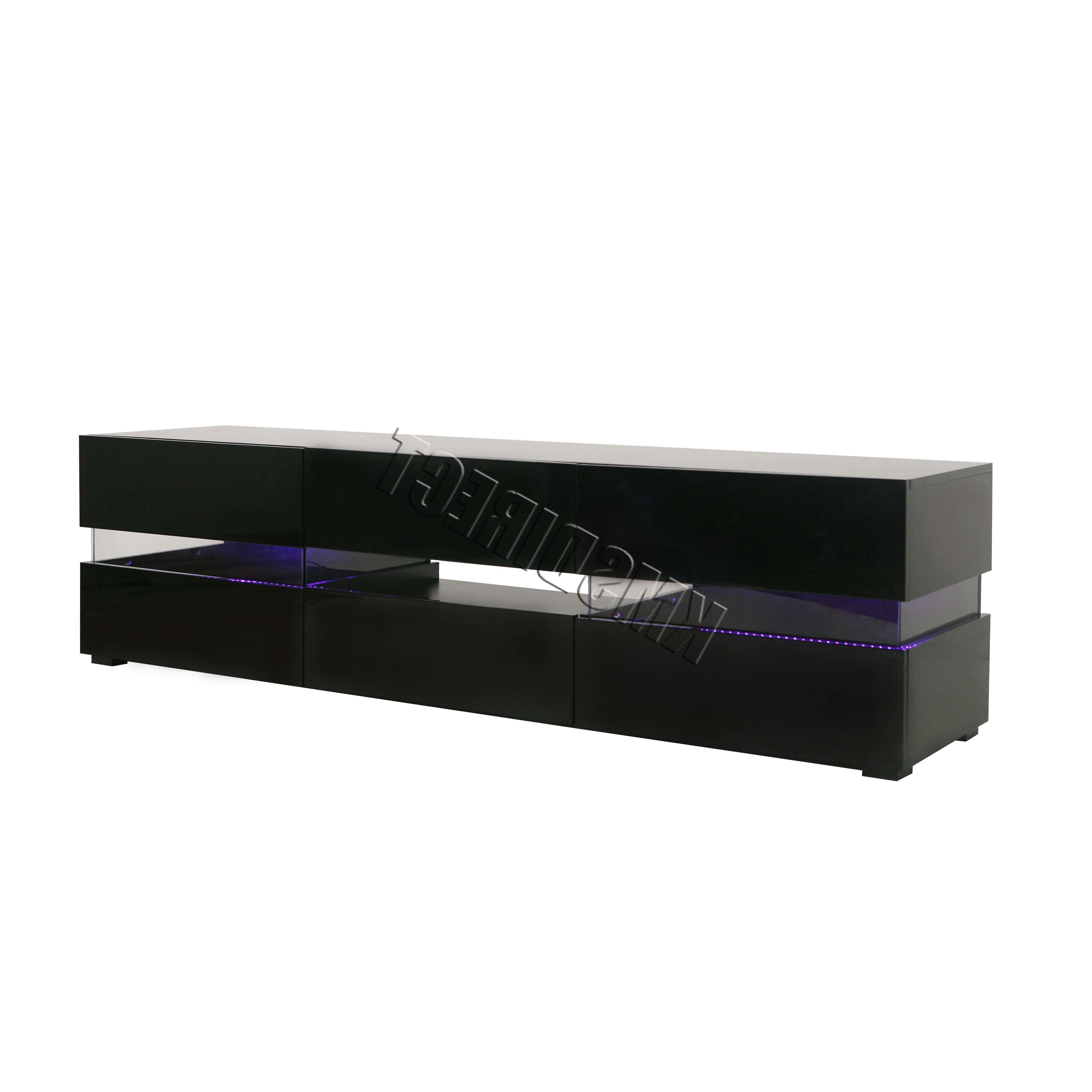 Foxhunter Modern High Gloss Matt Tv Cabinet Unit Stand Black Rgb With Regard To Black Gloss Tv Cabinets (View 9 of 20)