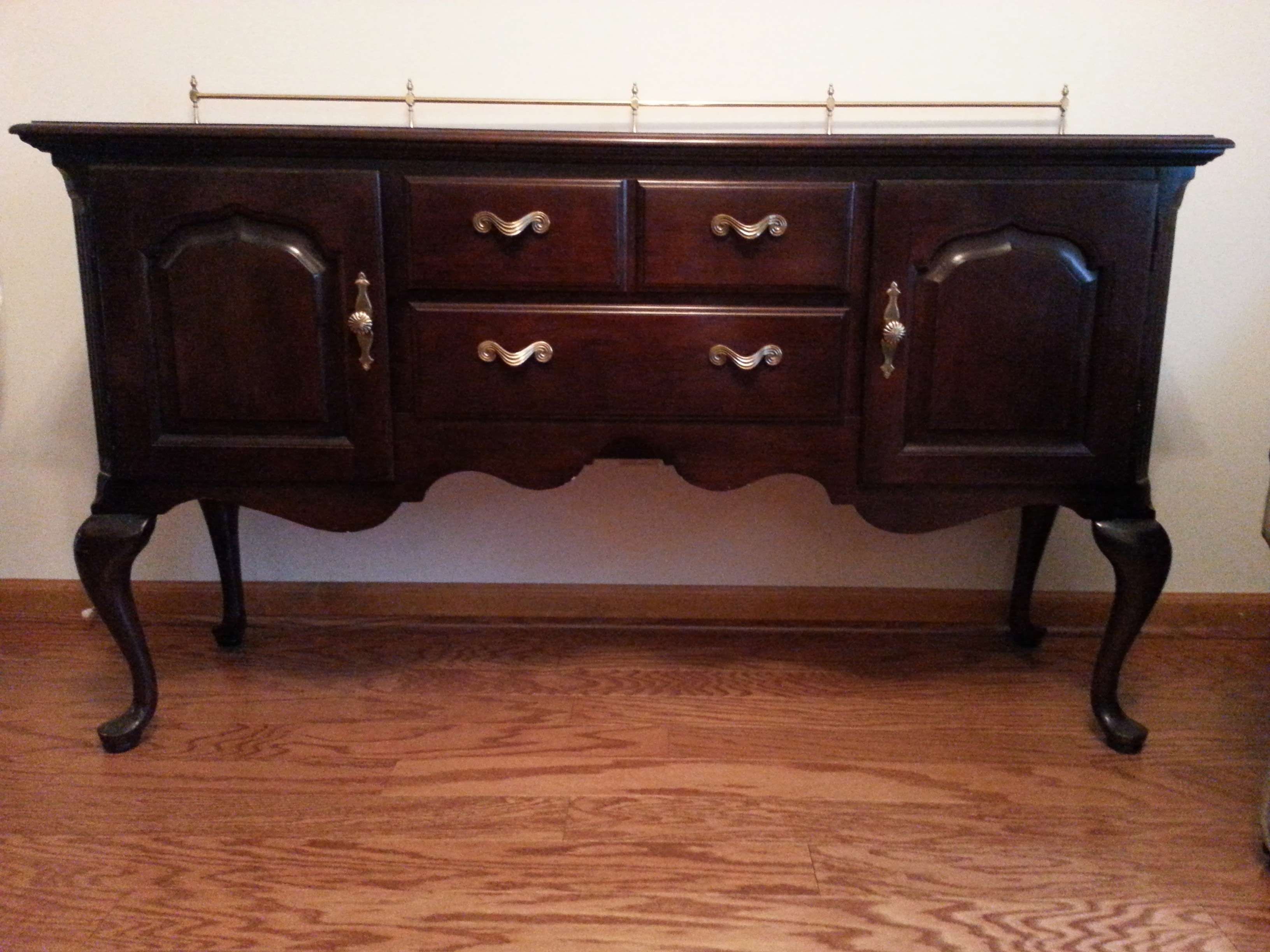 Furniture: Antique Dark Sideboard Buffet With Three Drawers On With Regard To Antique Buffet Sideboards (View 9 of 20)