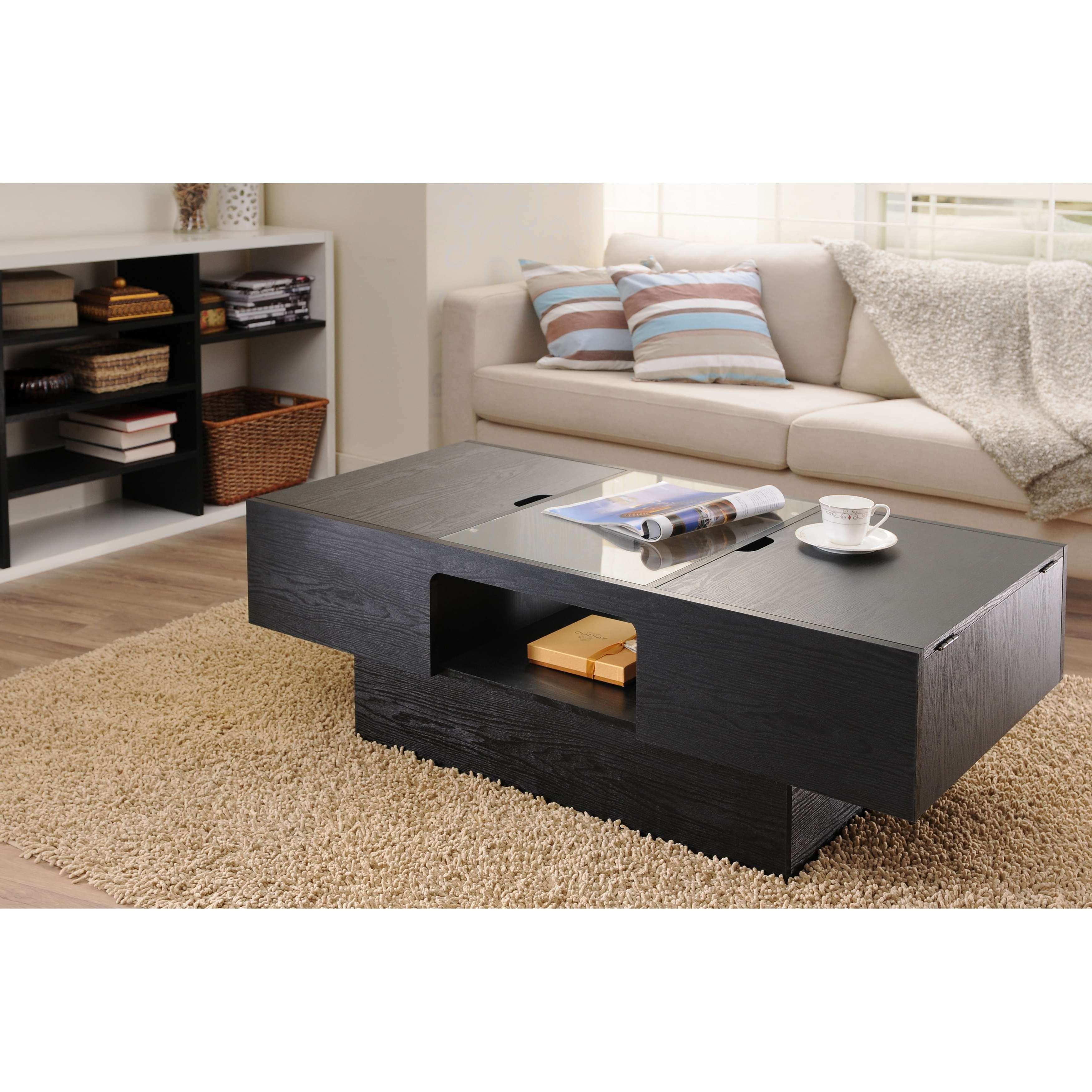 Furniture Of America Stevie Black Finish Hidden Storage Coffee Inside Most Up To Date Storage Coffee Tables (View 13 of 20)