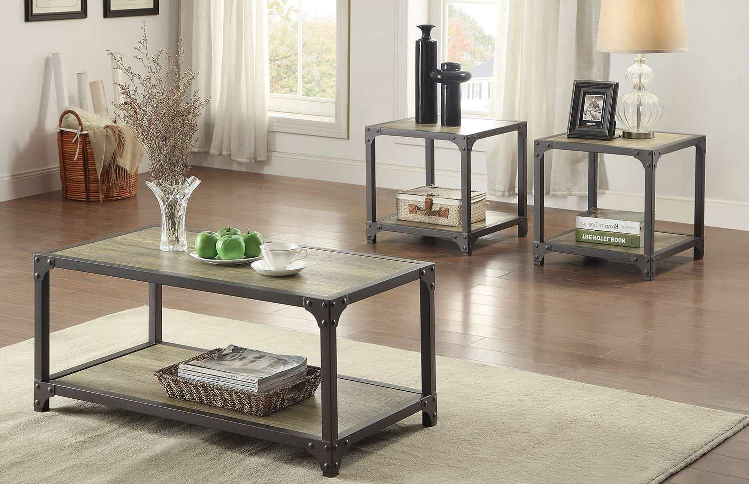 Homelegance Rumi Coffee Table Set – Light Burnished Wood With Inside Widely Used Tv Stand Coffee Table Sets (View 9 of 20)