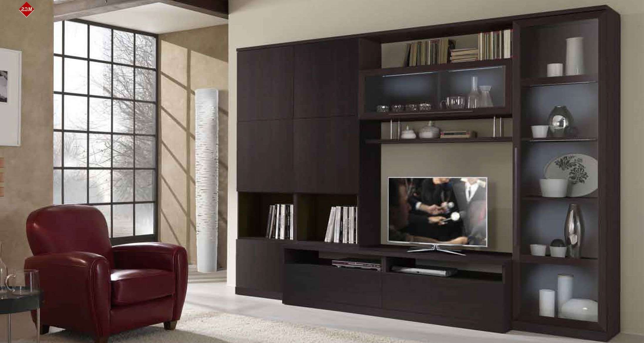 Italian Made Contemporary Huge Wall Entertainment Unit In Wenge In Tv Cabinets And Wall Units (View 1 of 20)