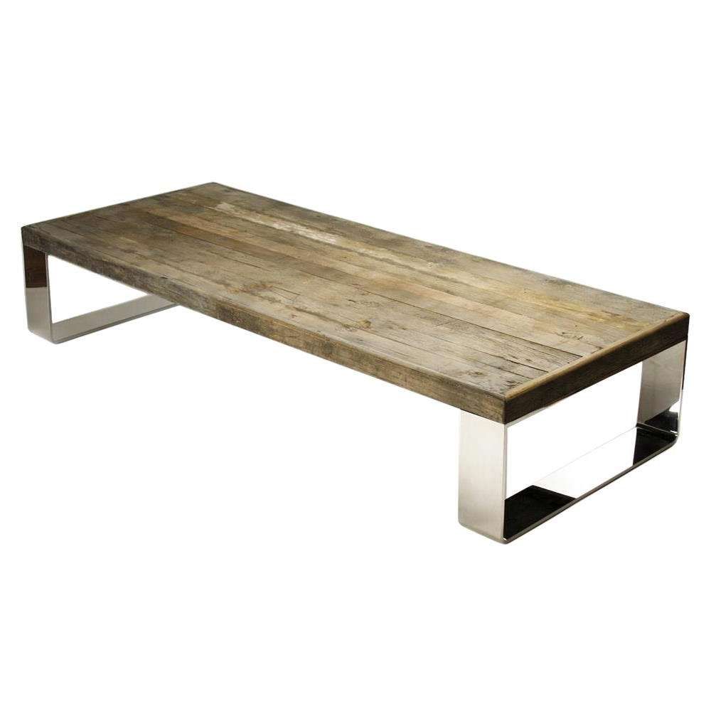 Kathy Kuo Home For Most Popular Wood And Steel Coffee Table (View 3 of 20)