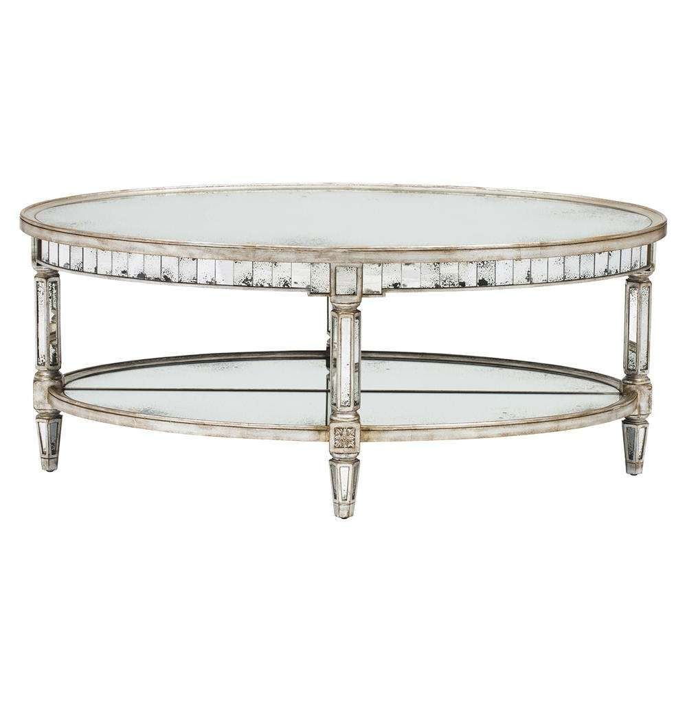 Kendrick Hollywood Regency Silver Antique Mirror Coffee Table Throughout Most Recent Antique Mirrored Coffee Tables (View 1 of 20)