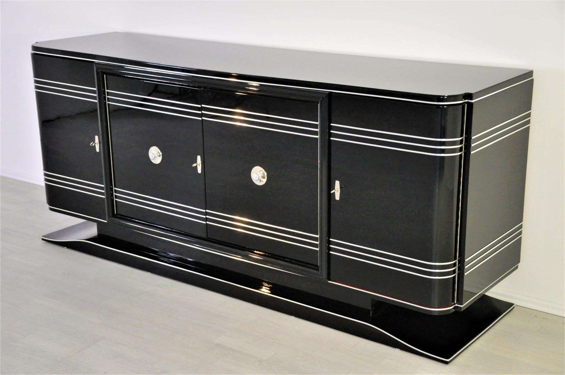 Large Art Deco Sideboard With Red Bar Compartment For Sale At Pamono With Art Deco Sideboards (View 9 of 20)