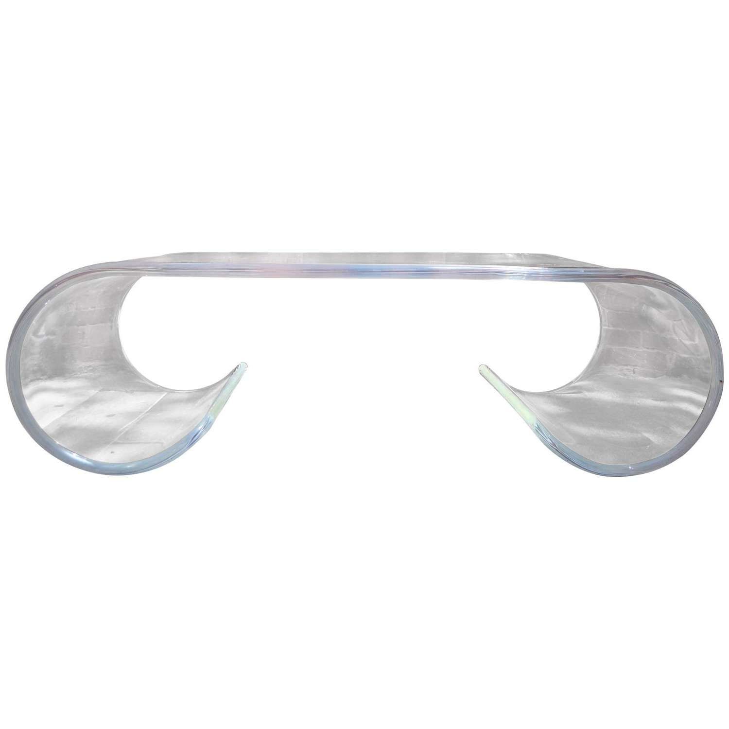 Large Exceptional Scroll Lucite Coffee Table For Sale At 1stdibs In Latest Perspex Coffee Table (View 9 of 20)
