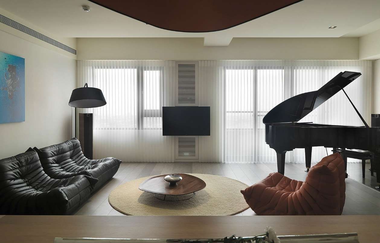 Latest Low Level Coffee Tables Throughout Apartments: Modern Orange And Black Low Level Sofas With Wooden (View 6 of 20)