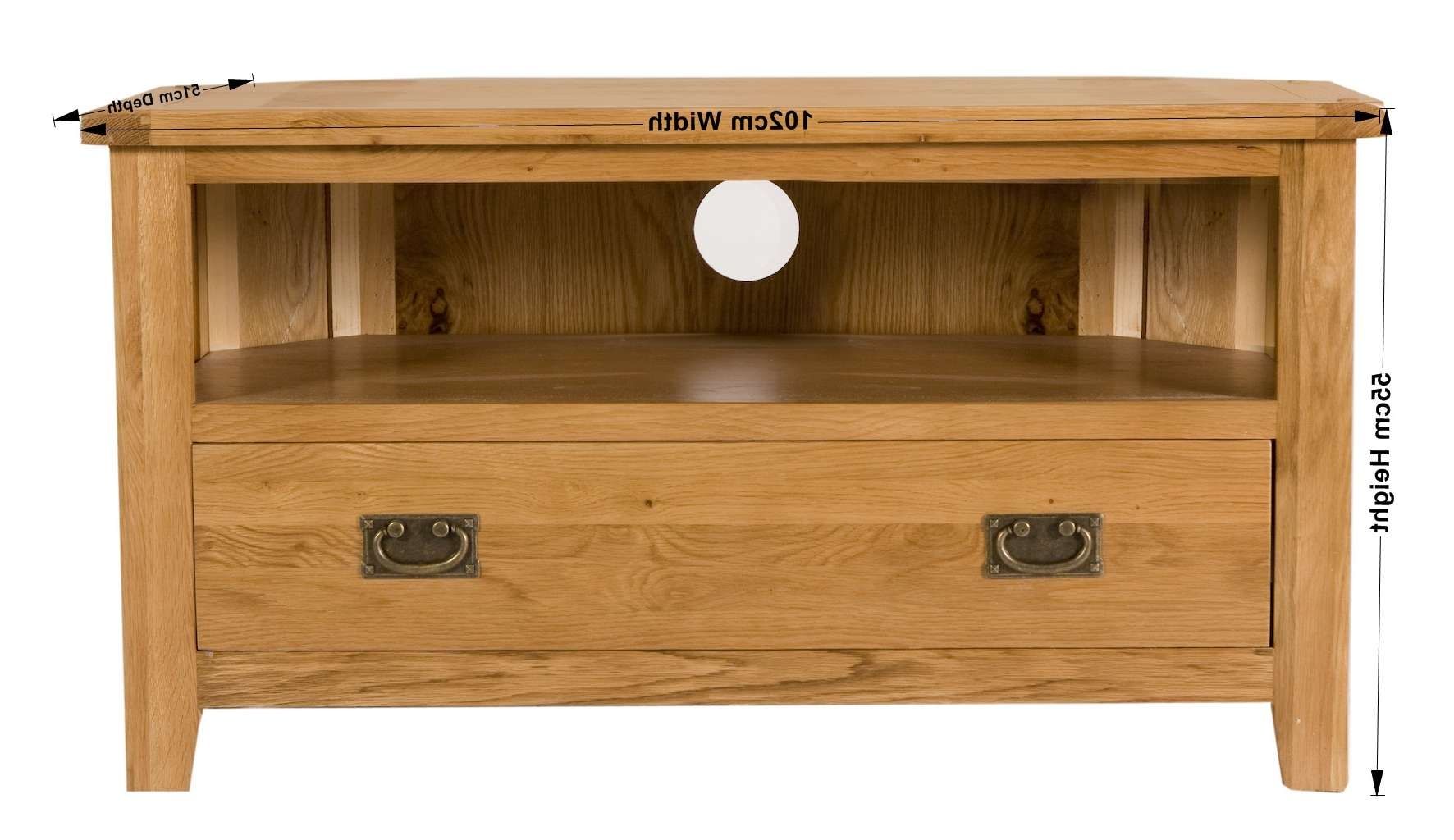 Living Solid Oak Corner Tv Cabinet In Dark Wood Corner Tv Cabinets (View 10 of 20)