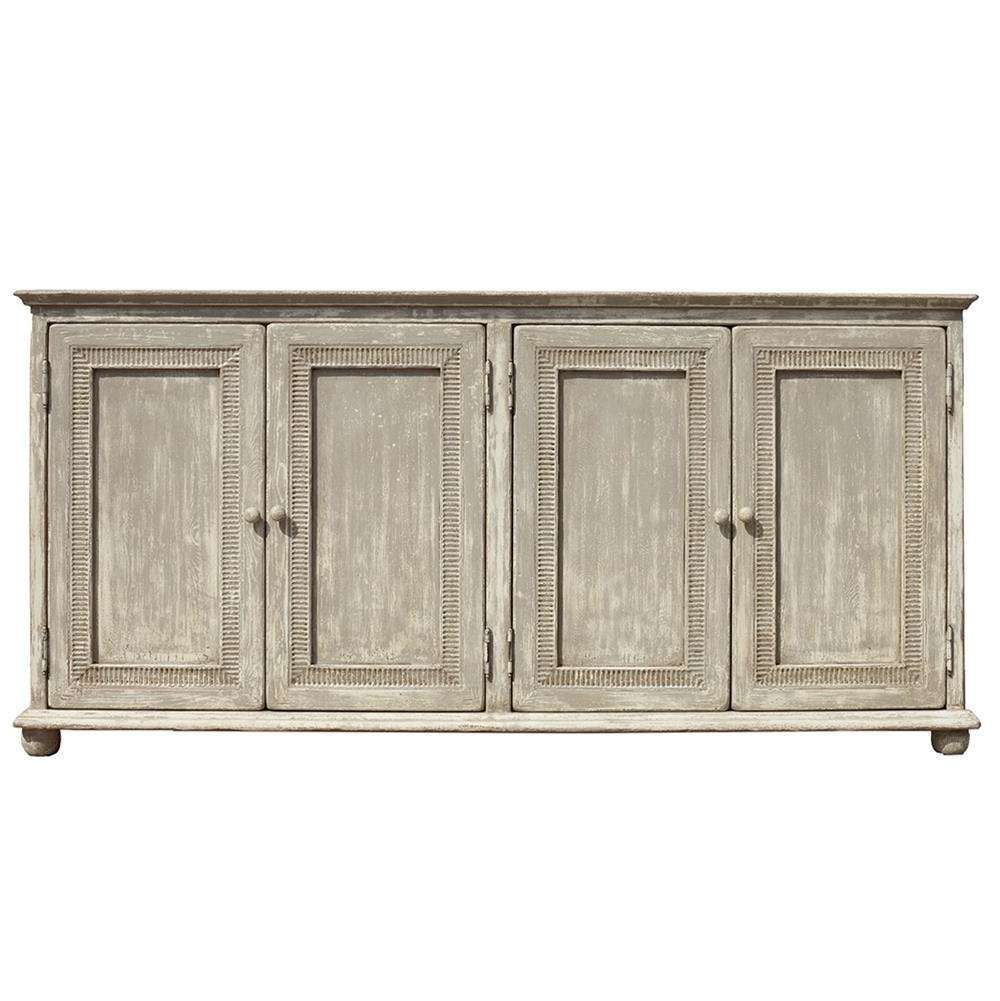 Lucas French Country Provincial Pine 4 Door Sideboard | Kathy Kuo Home Pertaining To White Pine Sideboards (View 10 of 20)