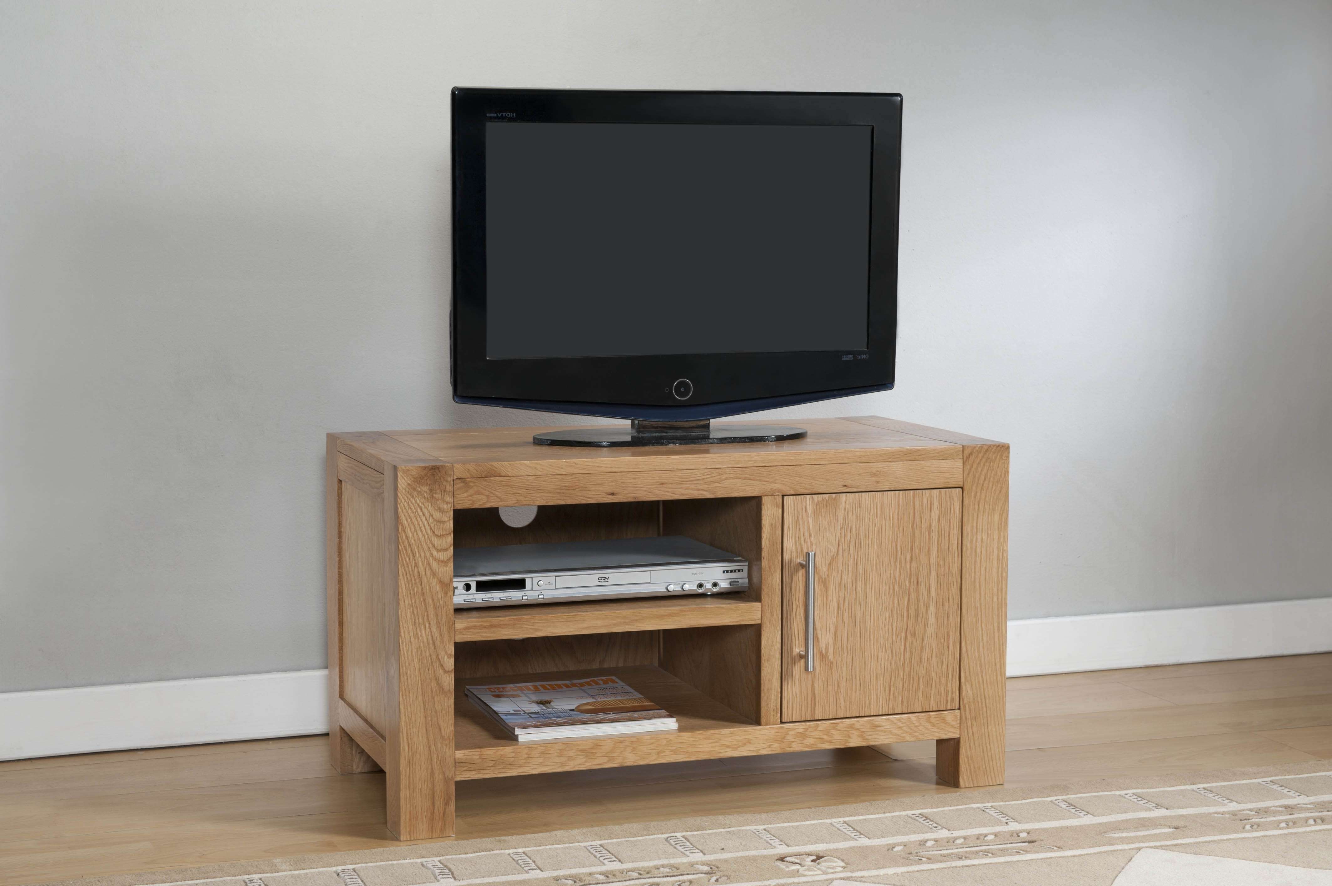 Milano Oak 1 Door Tv Stand With Shelf | Oak Furniture Solutions With Regard To Oak Tv Cabinets With Doors (View 6 of 20)