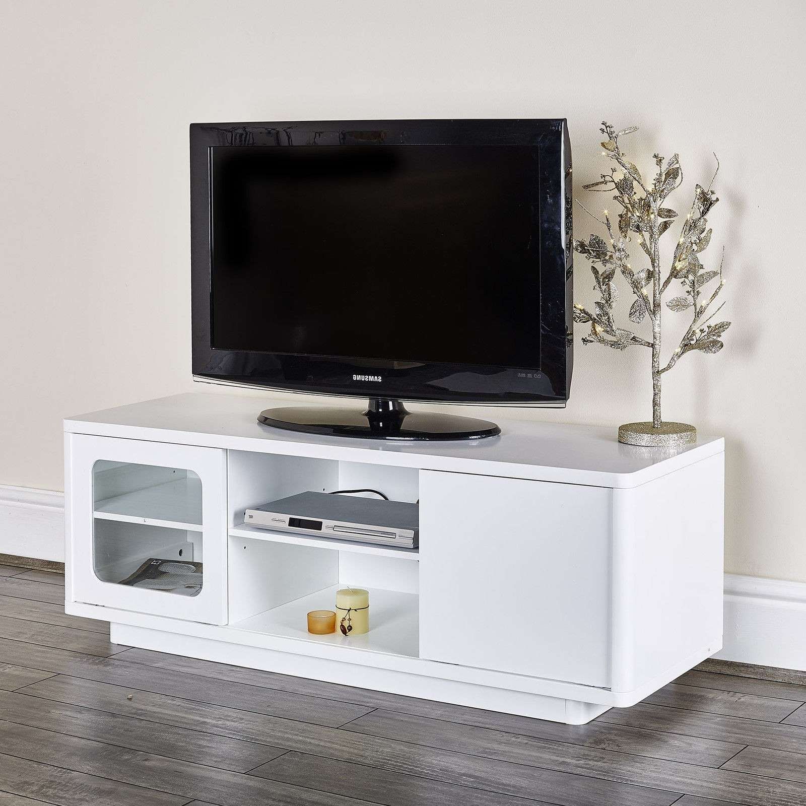Modern White Tv Entertainment Unit Abreo Home Furniture In White Tv Cabinets (View 5 of 20)