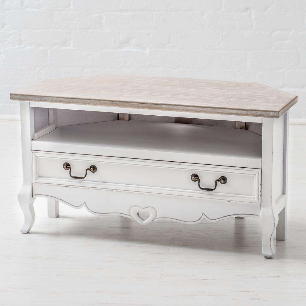 Montpellier Shabby Chic White Painted Corner Tv Cabinet – Next Day In Shabby Chic Tv Cabinets (View 11 of 20)