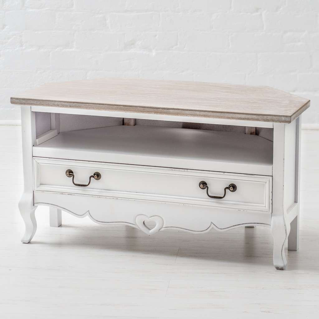 Montpellier Shabby Chic White Painted Corner Tv Cabinet – Next Day Within French Style Tv Cabinets (View 7 of 20)