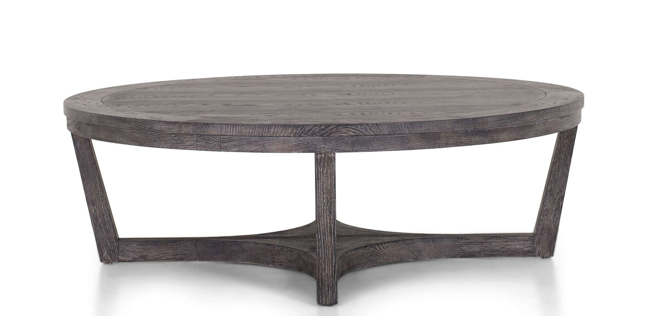 Most Popular Round Oak Coffee Tables Throughout Syrinx – Round Oak Coffee Table In Grey (View 14 of 20)