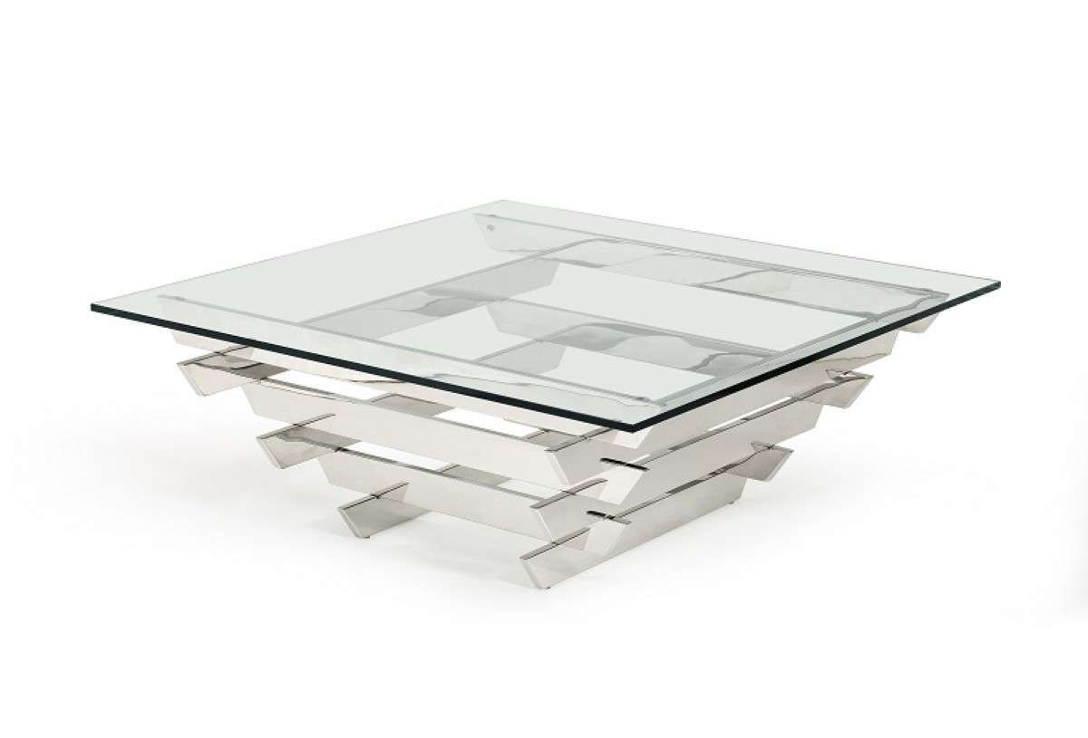 Most Recent Modern Glass Coffee Tables Within Unique Shape Stainless Steel And Tempered Glass Coffee Table (Gallery 3 of 20)