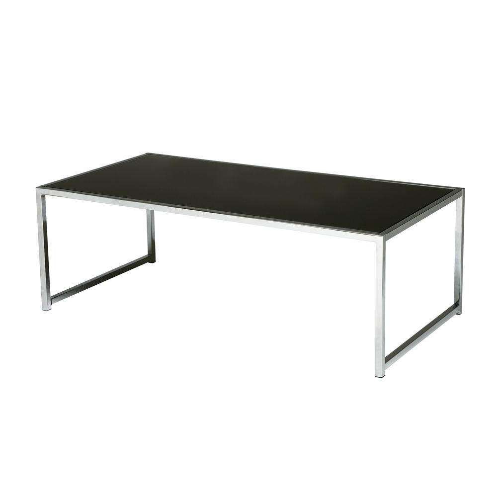 Most Recently Released Black Glass Coffee Tables Throughout Ave Six Yield Chrome And Black Glass Coffee Table Yld12 – The Home (View 14 of 20)