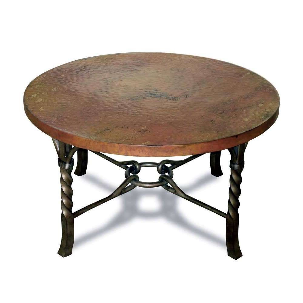 Most Up To Date Round Metal Coffee Tables With Regard To Antique And Vintage Round Metal Coffee Table With Brown Top And (Gallery 10 of 20)