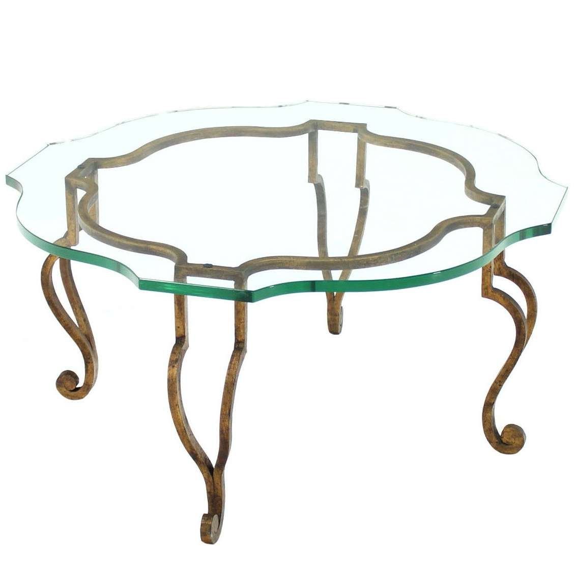 Most Up To Date Thick Glass Coffee Table Pertaining To Round Figural Wrought Iron Base Coffee Table With Thick Glass Top (Gallery 20 of 20)