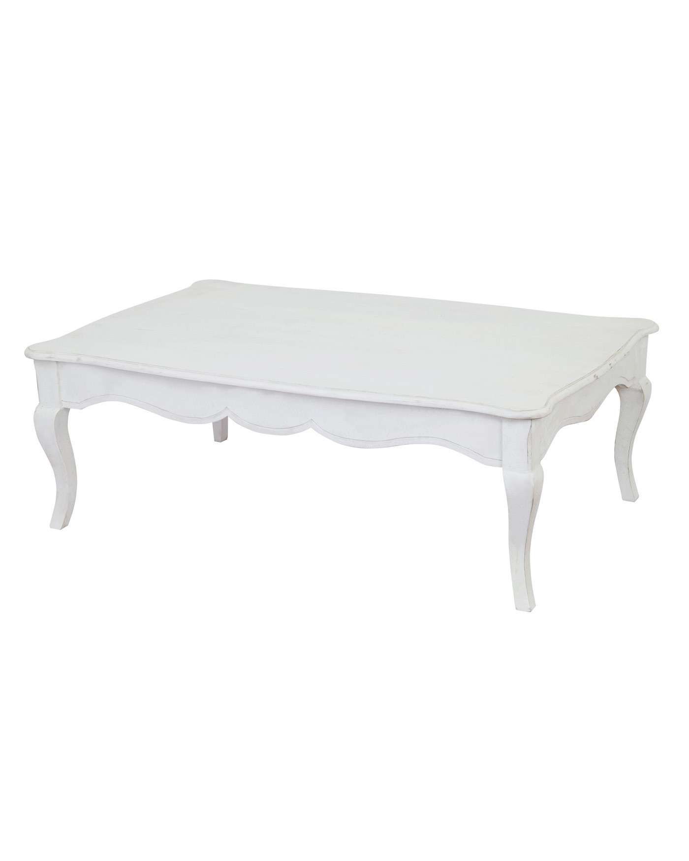 New Orleans Distressed White Vintage Coffee Table With Cabriole Within Most Up To Date Retro White Coffee Tables (View 1 of 20)