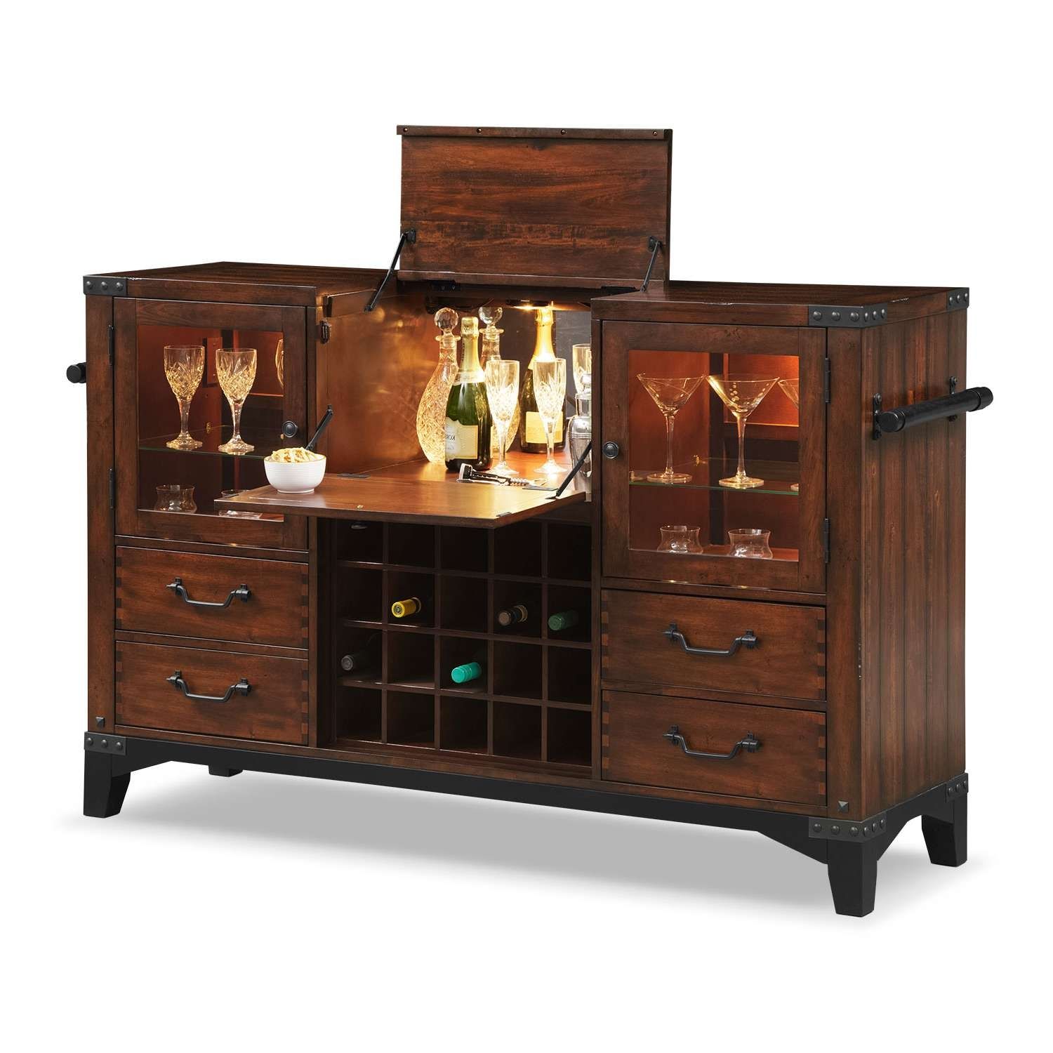 Newcastle Sideboard – Mahogany | American Signature Furniture Throughout Silver Sideboards (View 13 of 20)