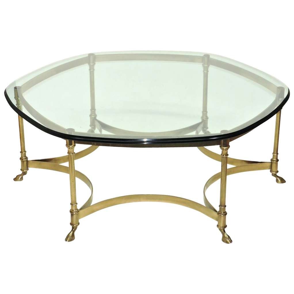 Newest Antique Glass Coffee Tables Intended For Vintage La Barge / Labarge Brass Coffee Table – Glass Top From (View 2 of 20)