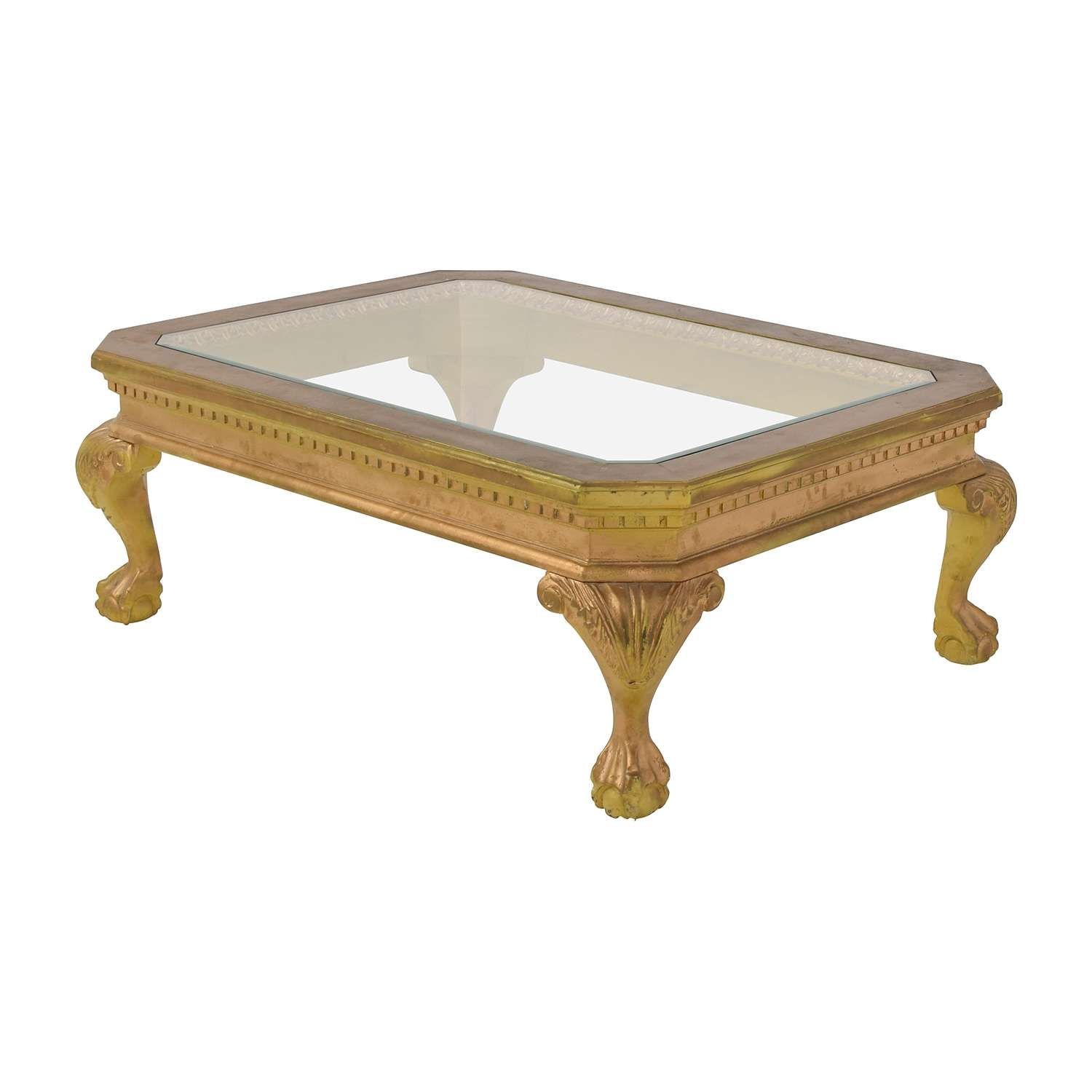 [%newest Antique Glass Coffee Tables Within 75% Off – Distressed Wood Antique Gold And Glass Coffee Table / Tables|75% Off – Distressed Wood Antique Gold And Glass Coffee Table / Tables In Current Antique Glass Coffee Tables%] (Gallery 14 of 20)