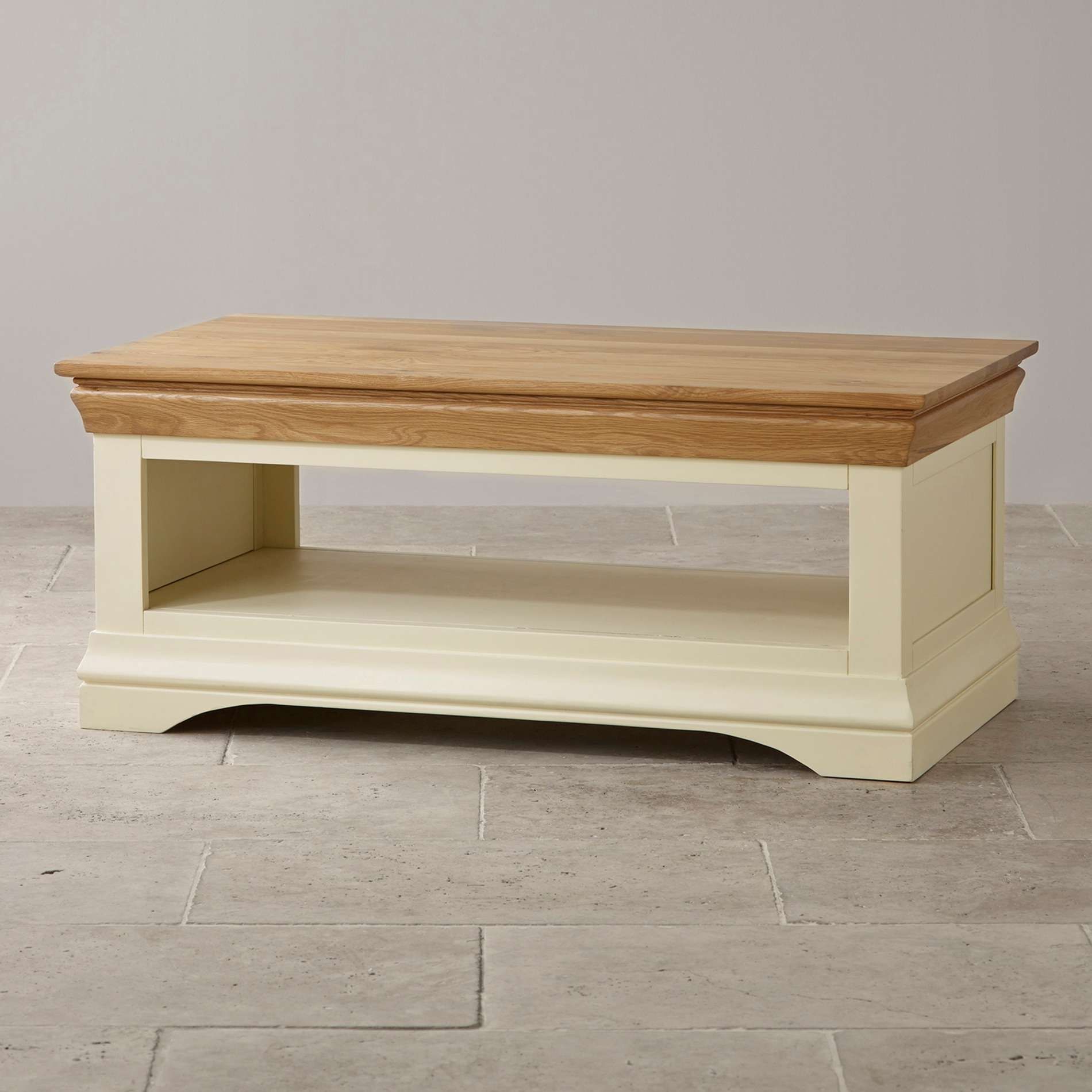 Newest Cream And Oak Coffee Tables In Country Cottage Coffee Table In Painted Oak (View 3 of 20)