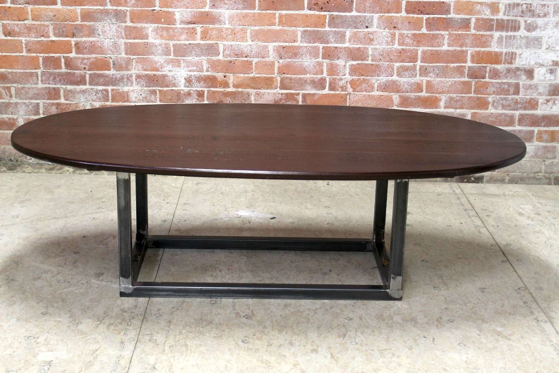 Newest Metal Oval Coffee Tables In Rustic Oval Coffee Table With Steel Base – Ecustomfinishes (View 2 of 20)