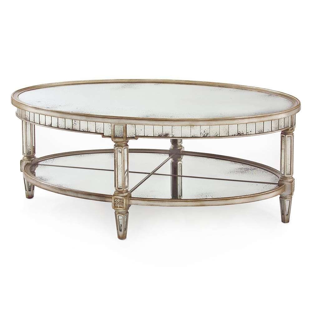 Newest Mirrored Coffee Tables Within Kendrick Hollywood Regency Silver Antique Mirror Coffee Table (View 18 of 20)