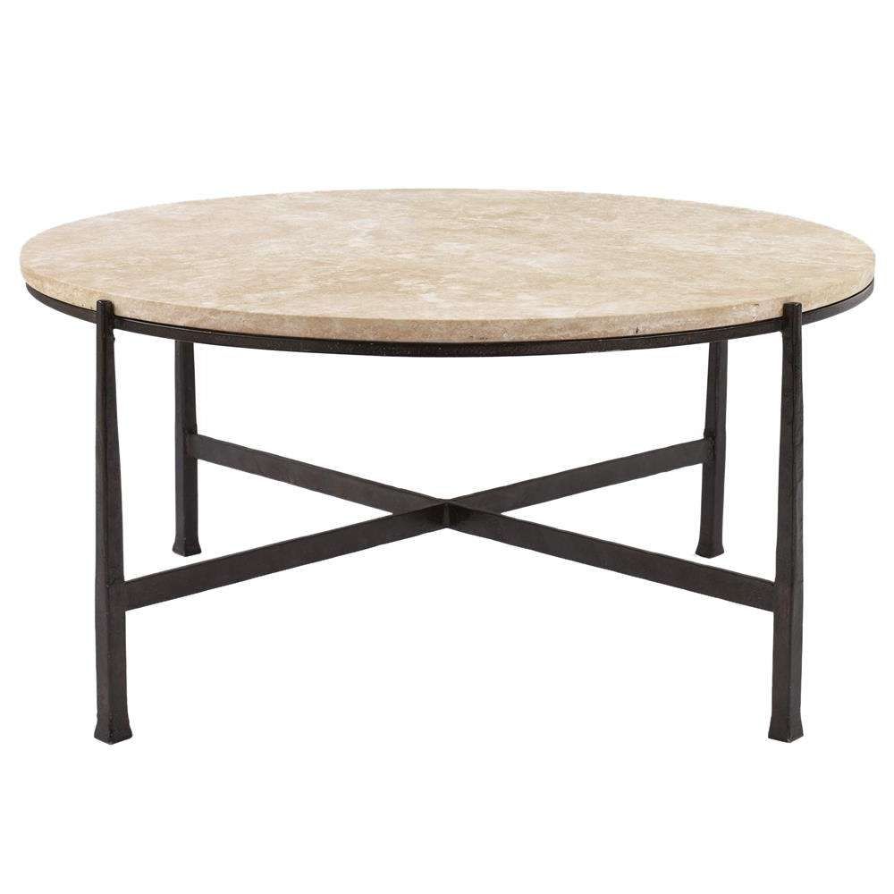 Norfolk Industrial Loft Round Metal Stone Patio Coffee Table Intended For Famous Industrial Round Coffee Tables (View 12 of 20)