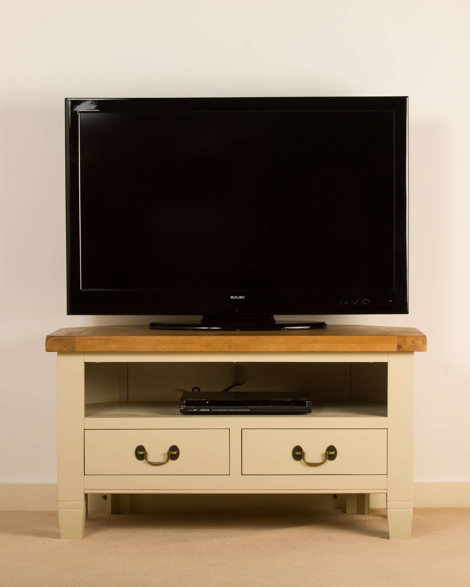 Oak And Painted Corner Tv Cabinet Throughout Painted Corner Tv Cabinets (View 13 of 20)