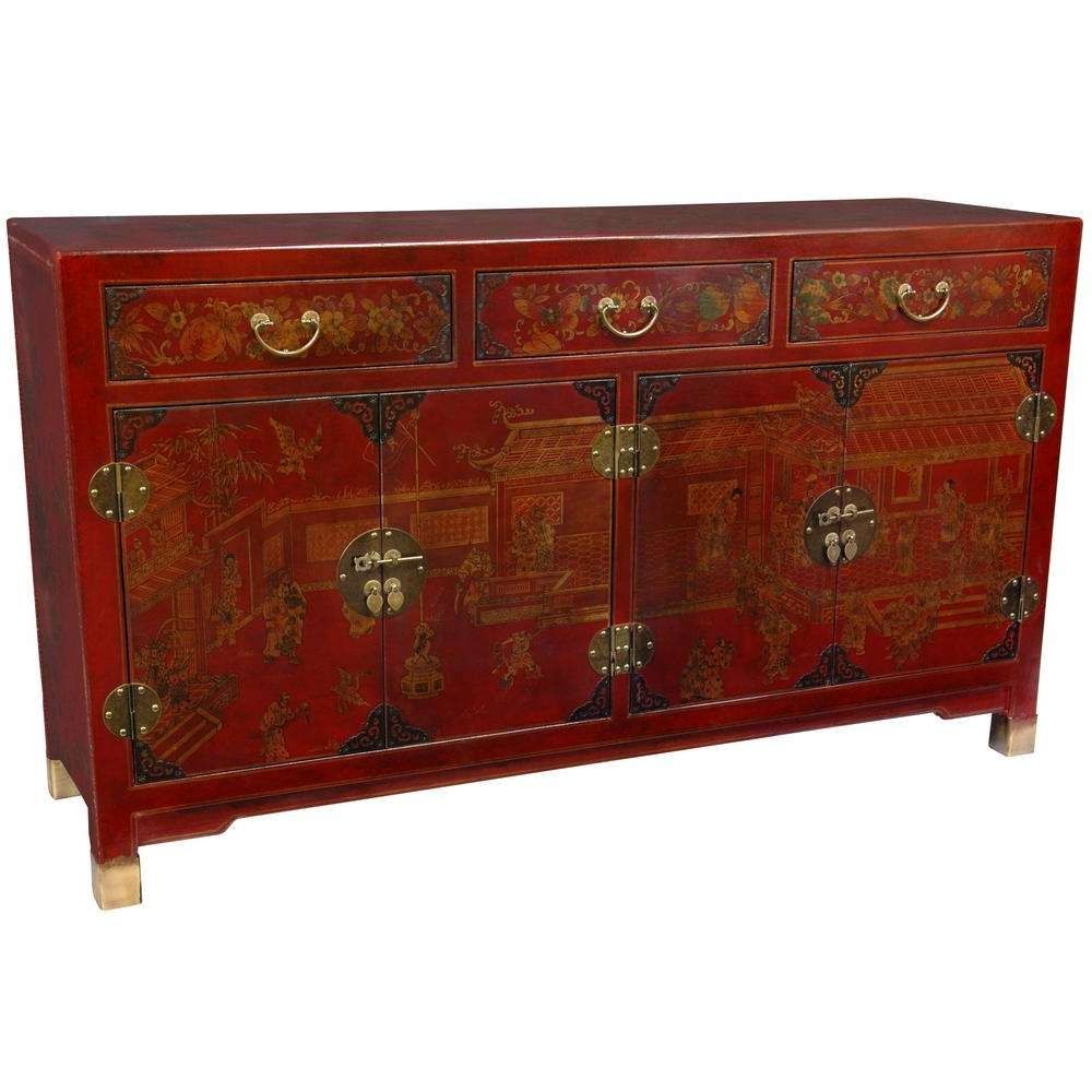 Oriental Furniture Red Lacquer Large Buffet Lq Buffet1 Red – The With Regard To Red Buffet Sideboards (View 5 of 20)