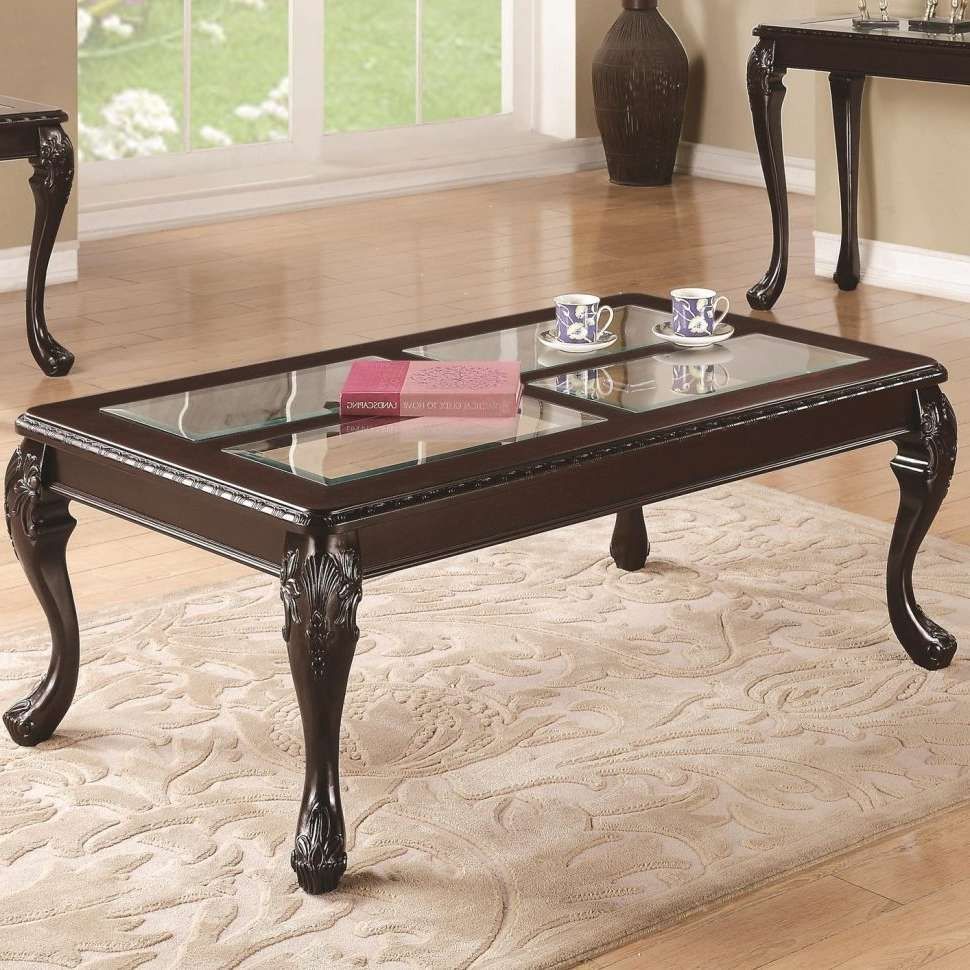 Popular Dark Wood Coffee Tables With Glass Top Intended For Coffee Table : White And Dark Wood Coffee Table Black Metal Coffee (View 10 of 23)