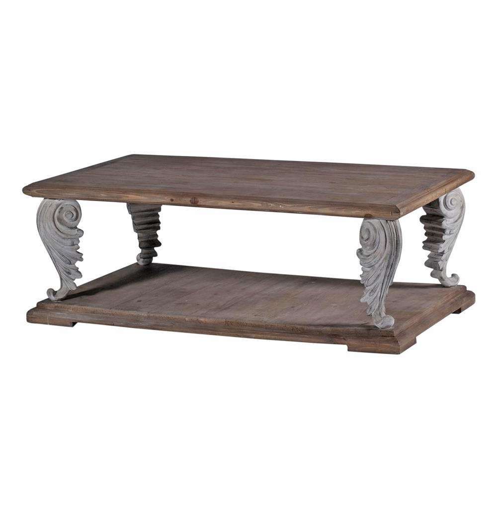 Preferred Country French Coffee Tables Intended For Acanto French Country Acanthus Leaf Reclaimed Wood Coffee Table (View 18 of 20)