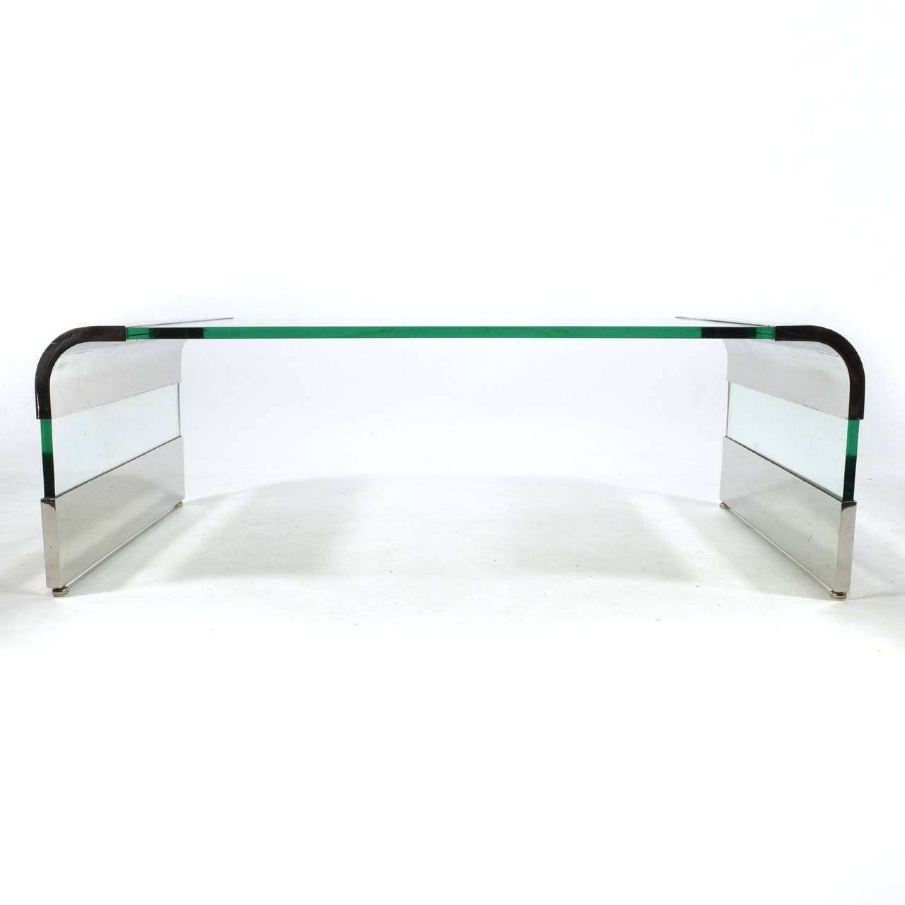 Recent Chrome And Glass Coffee Tables Within Leon Rosen Chrome And Glass Waterfall Coffee Tablepace For (Gallery 19 of 20)