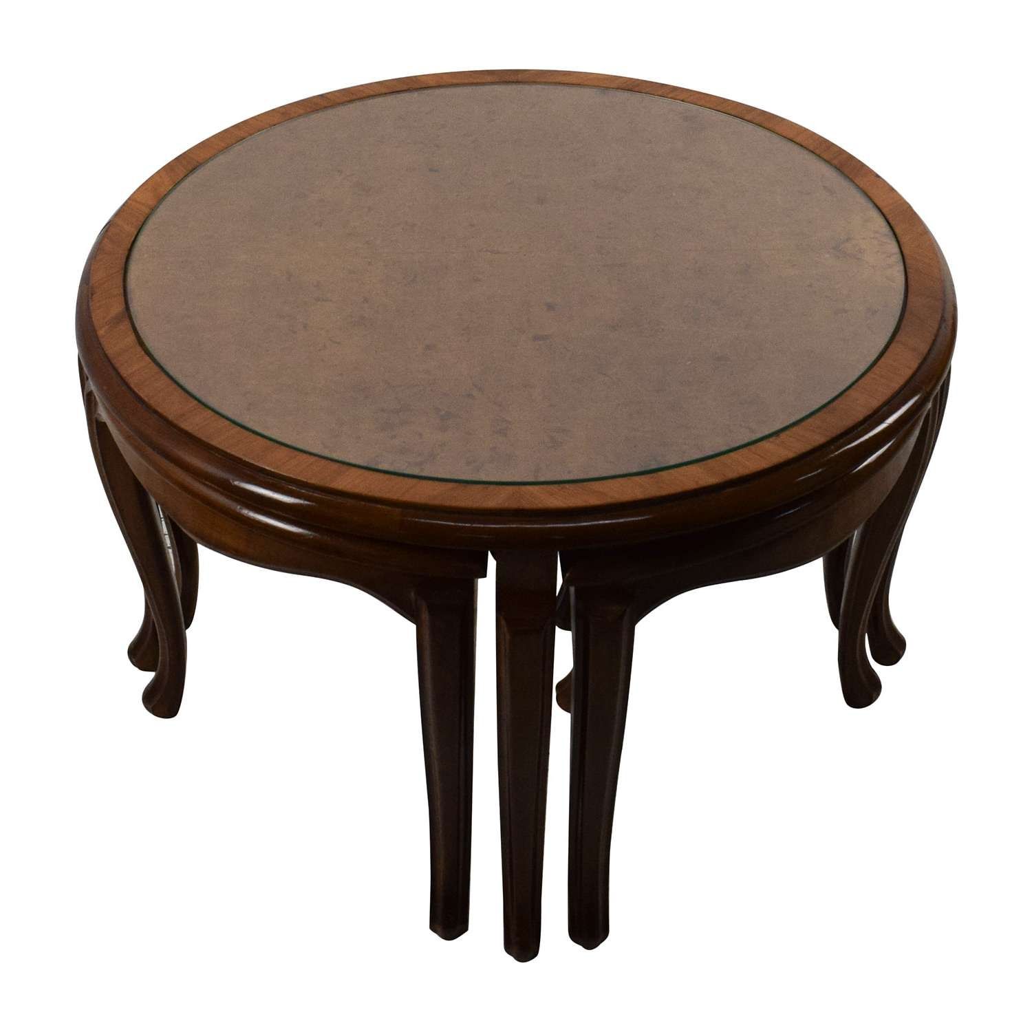 [%recent Coffee Tables With Nesting Stools Pertaining To 69% Off – Round Glass Top Coffee Table With 4 Nesting Stools / Tables|69% Off – Round Glass Top Coffee Table With 4 Nesting Stools / Tables Pertaining To Recent Coffee Tables With Nesting Stools%] (View 17 of 20)
