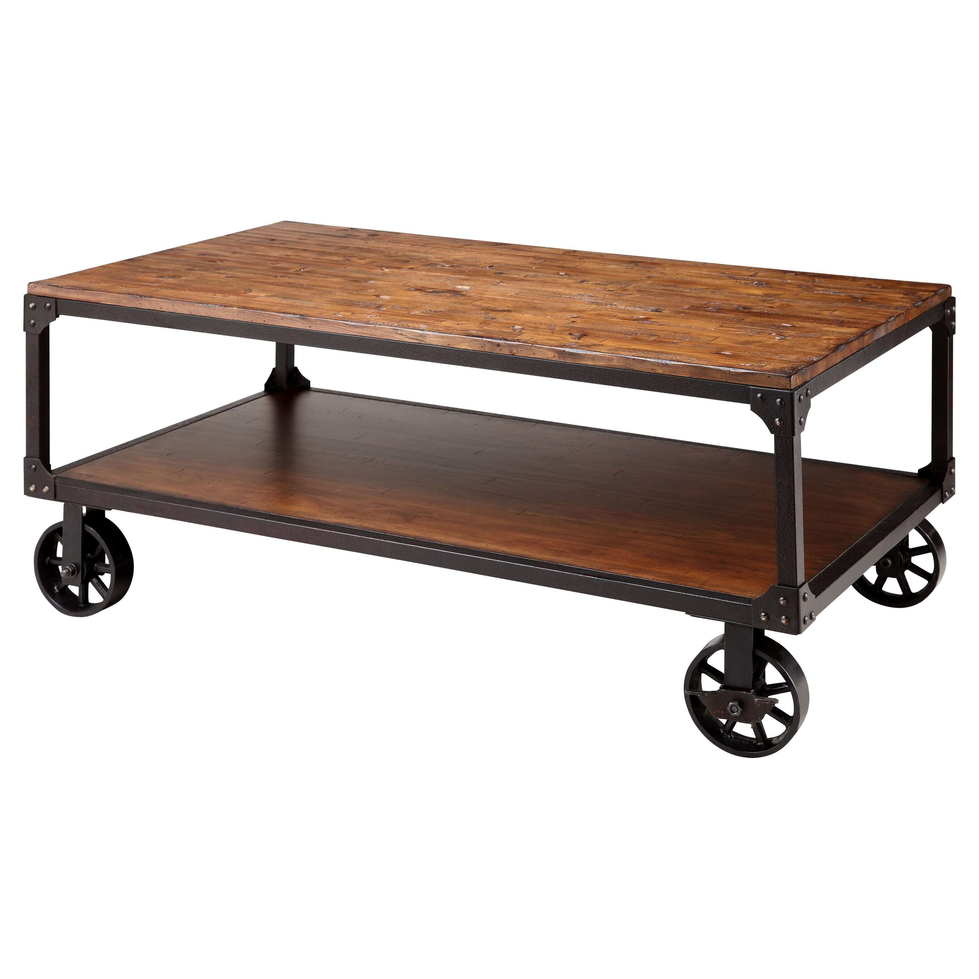 Recent Coffee Tables With Wheels Pertaining To Stein World 12354 Holly Wood And Metal Wheeled Coffee Table (Gallery 5 of 20)