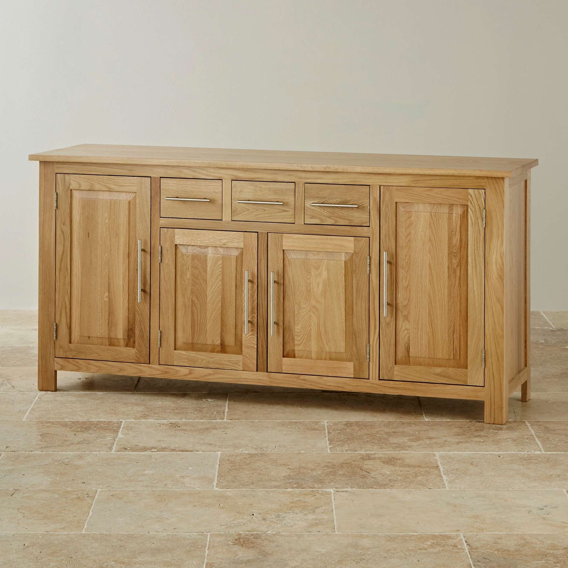 Rivermead Natural Solid Oak Large Sideboard | Oak Furniture Land Within Oak Sideboards (View 2 of 20)